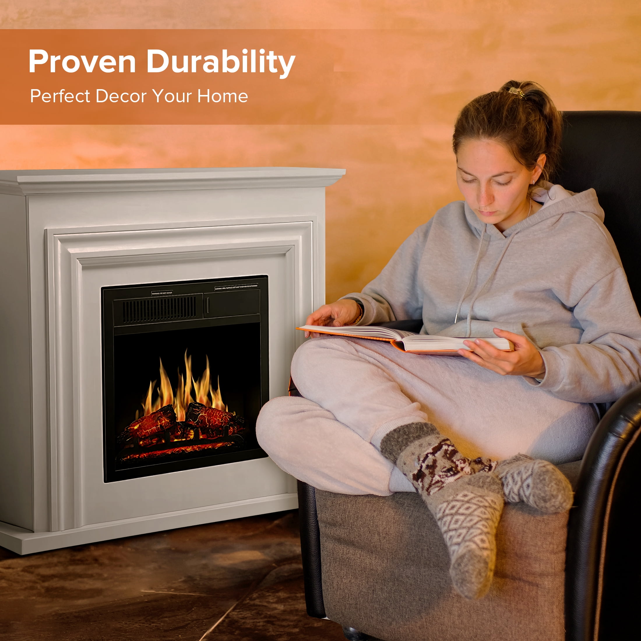 COWSAR M27-PEARLWHITE Electric-Fireplaces - View #10
