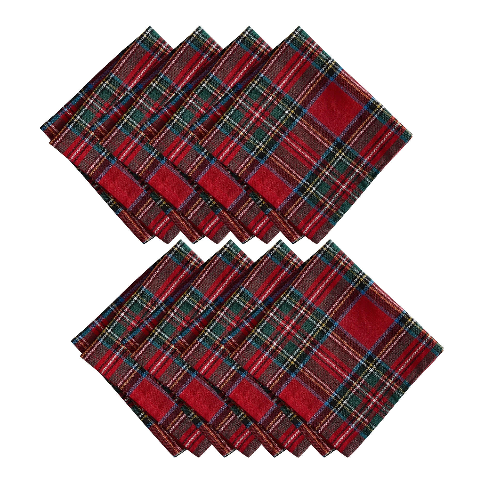 Elrene Home Fashions 194590284855 Stowe Tartan Holiday Plaid Cotton 8 -Pack Red Cotton Square Napkin(s)