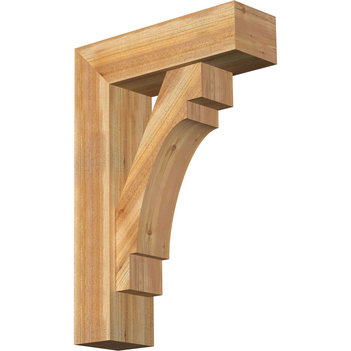 Ekena Millwork 1463081 Merced Block Rough Sawn Bracket with Offset Brace 8-in x 26-in x 38-in Western red cedar Brown Wood Standard bracket