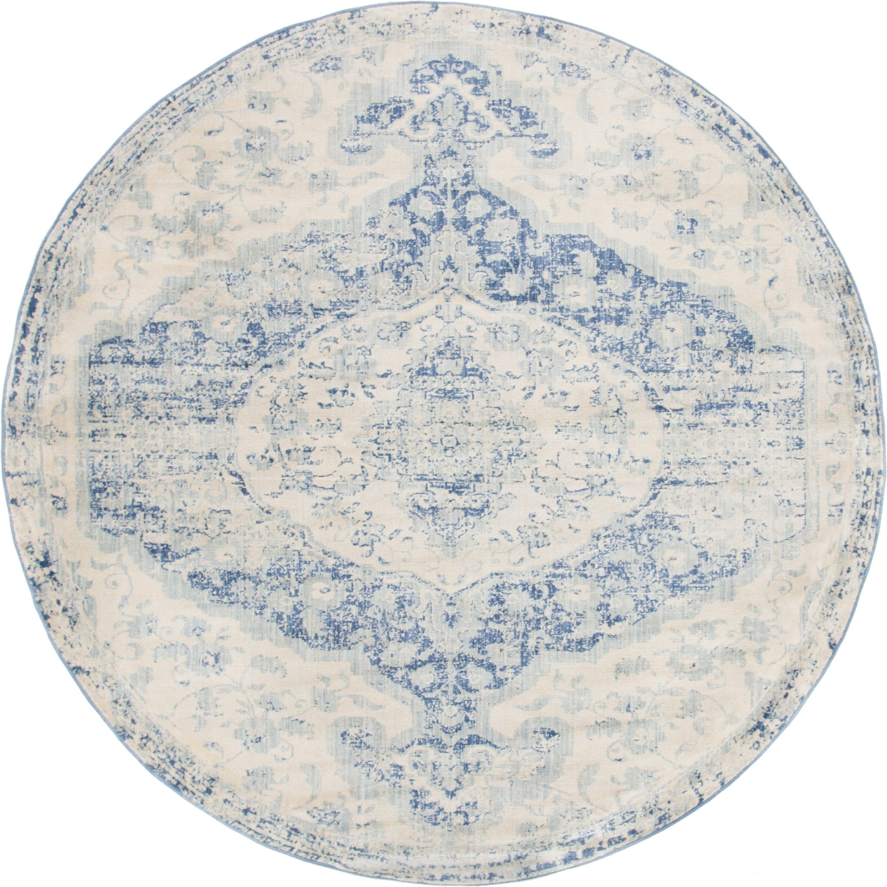 Unique Loom 3141731 Tanglewood Asheville 8 x 8 (ft) Loomed Polypropylene Blue/Light Blue Round Indoor Medallion Oriental Area rug