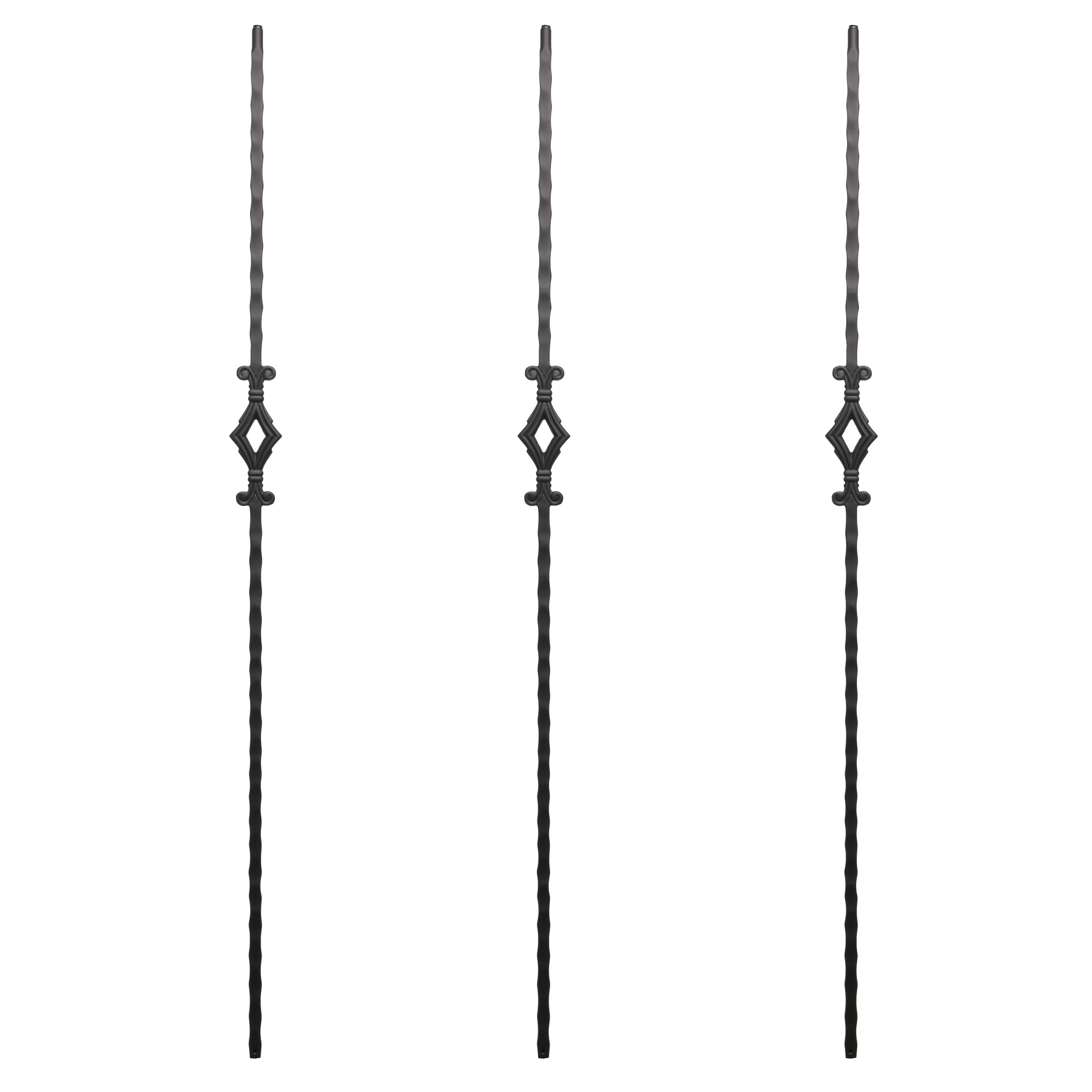 RELIABILT WGT93SB 43-in x 0.5-in Satin Black Wrought Iron Diamond Stair Baluster (3-Pack)