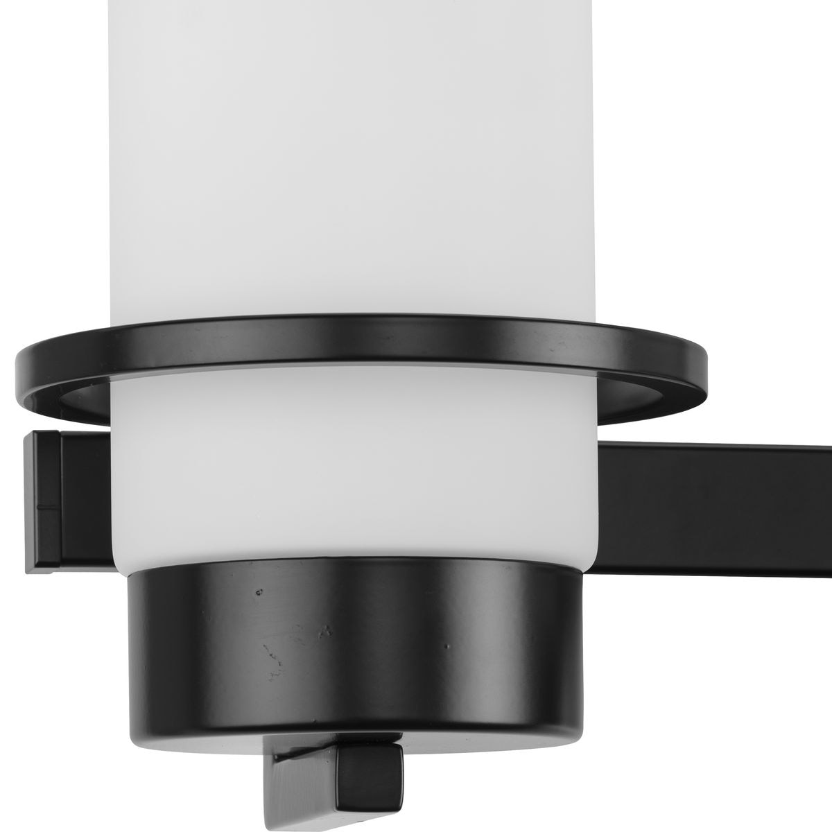 Matte Black 3-Light Vanity with White Glass Shades