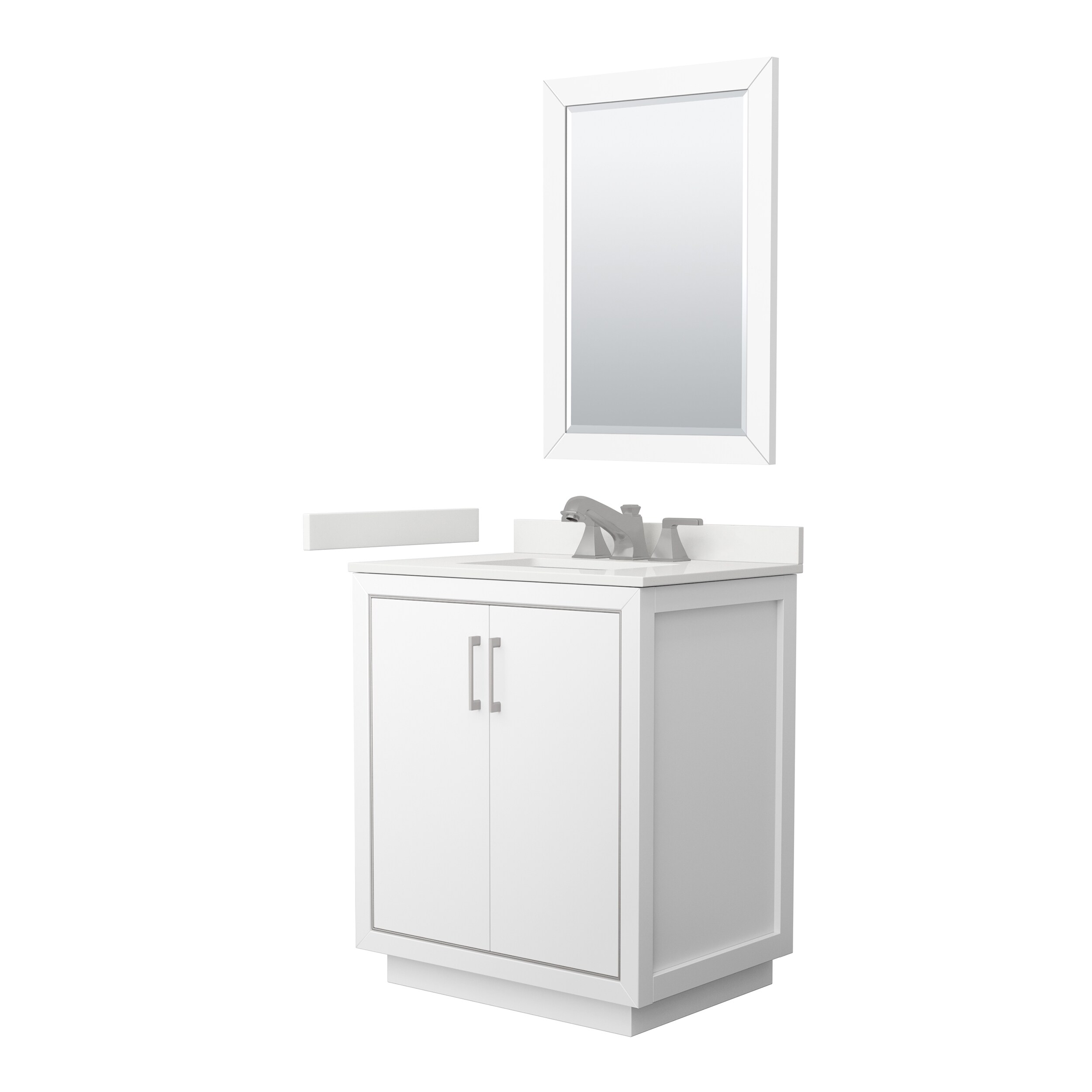 Wyndham Collection WCF111130SWHWQUS3M24 Icon 30-in White Undermount Single Sink Bathroom Vanity with White Quartz Top (Mirror Included)
