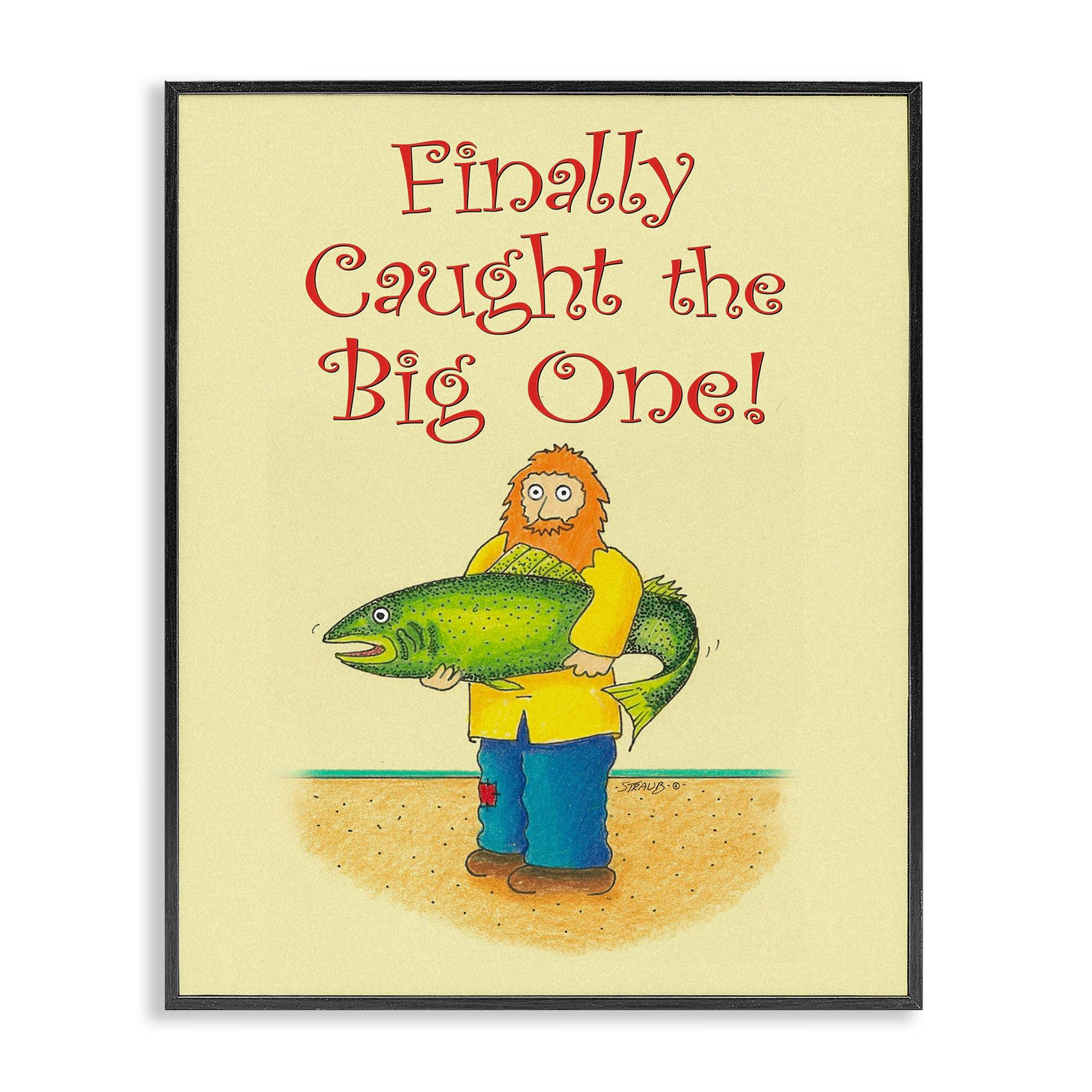 Stupell Industries BT-010-FR-16X20 The Big One Fisherman Black Framed Giclee Art By Roger Straub 16 x 20