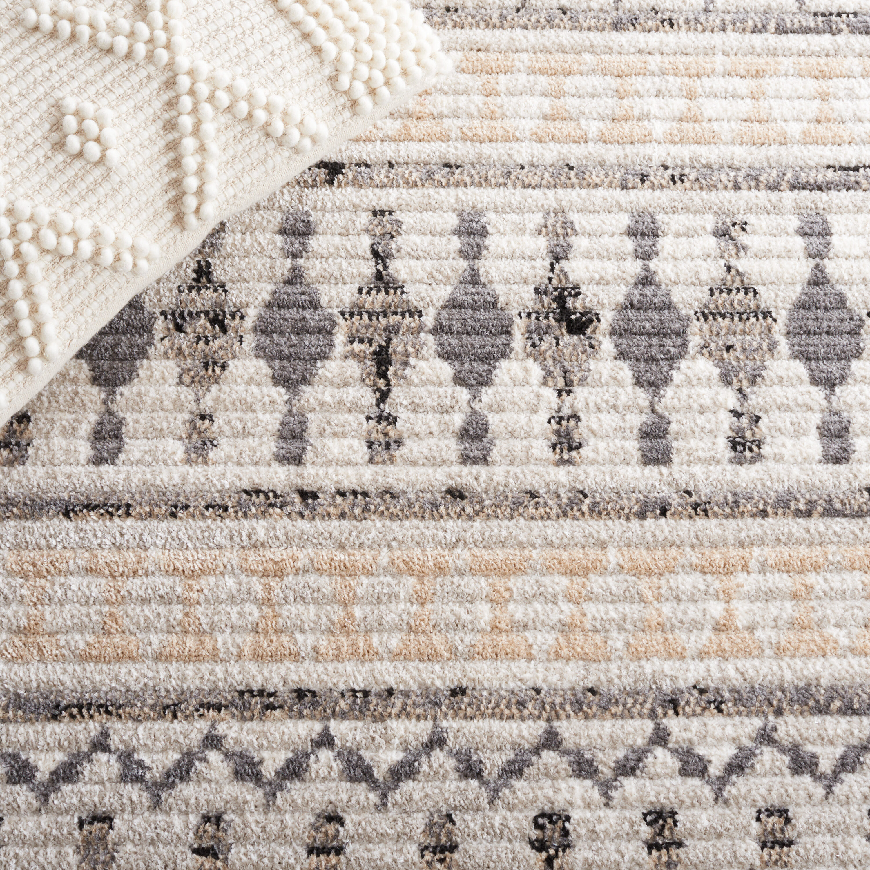 Marrakesh Beige and Gray Medallion Synthetic Area Rug