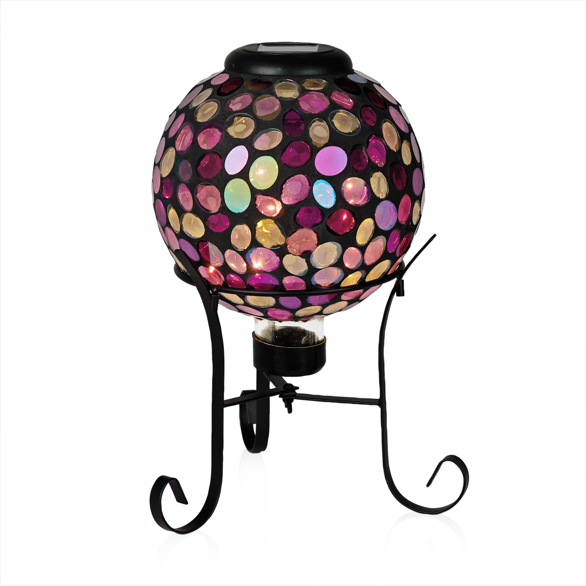 Alpine Corporation GRS647A-SLR 8-Inches Diameter Multicolor Blown glass Gazing ball and stand