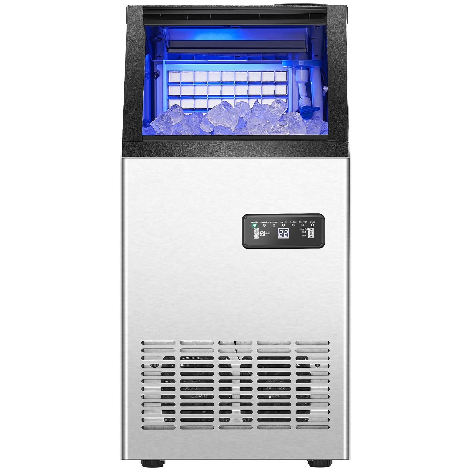 VEVOR SCSYYTSFBZBJ07262V1 120lbs/24H Commercial Ice Maker 36 Ice Cubes in 15 Minutes Freestanding Ice Maker Machine with 28lbs Large Storage Capacity for Bar Office Restaurant with LED Digital Display and Self-Cleaning