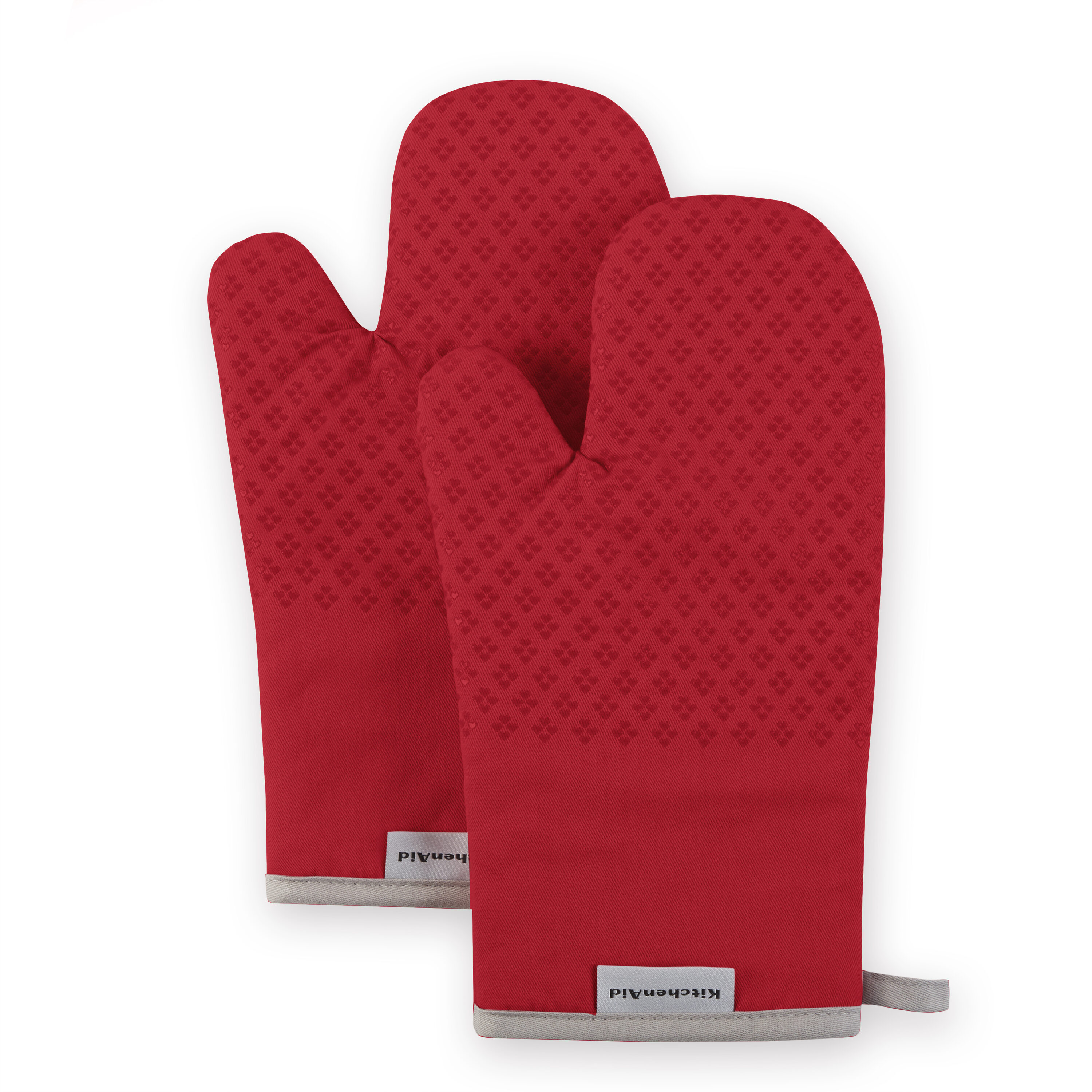 KitchenAid Ribbed Soft Silicone Oven Mitt Set, Passion Red, 7.5x13, Set  of 2