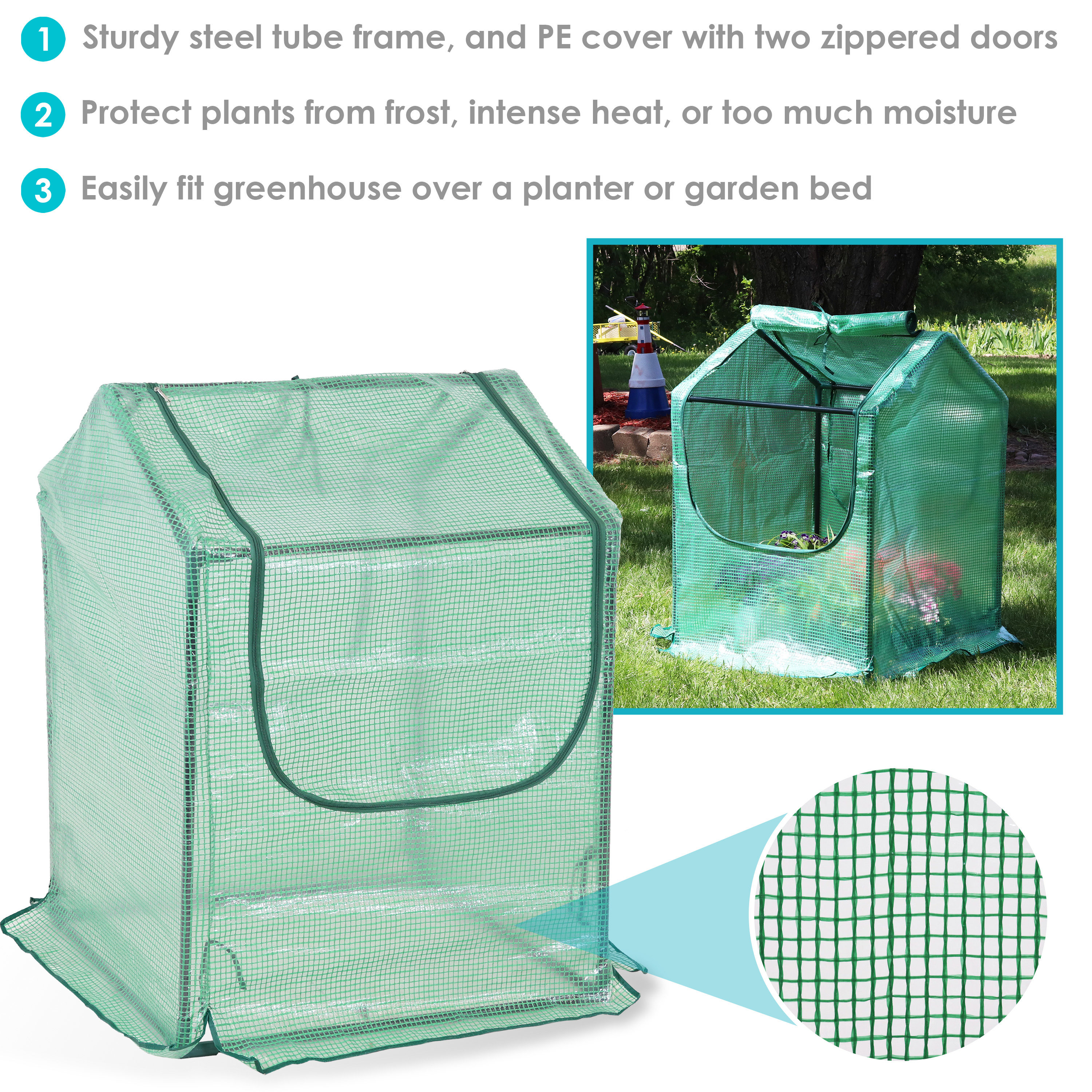 Sunnydaze Decor Sunnydaze Mini Greenhouse with Side Doors Green 2' x  2' in the Greenhouses department at
