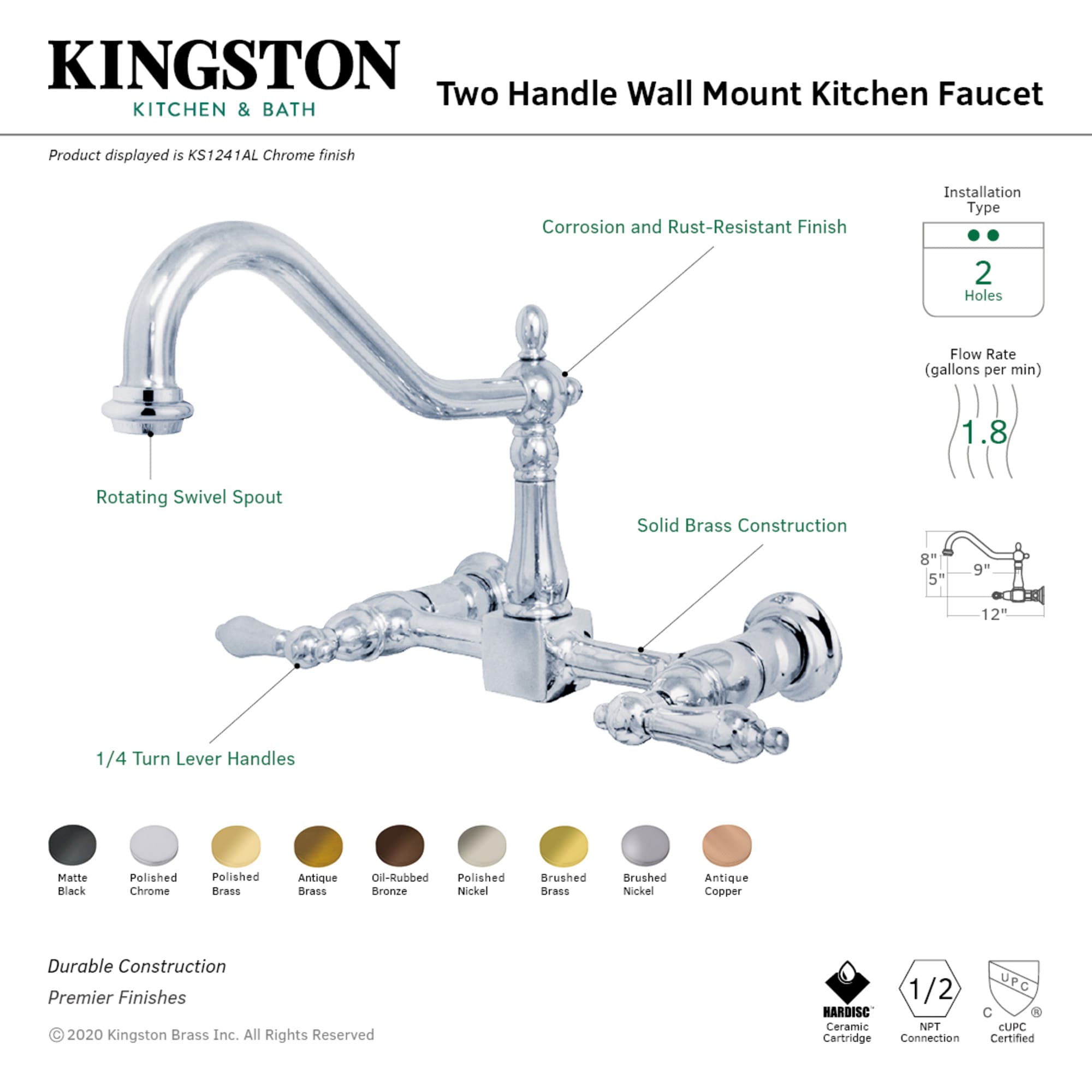 Elements of Design ES1245AL Kitchen-Faucets - View #2
