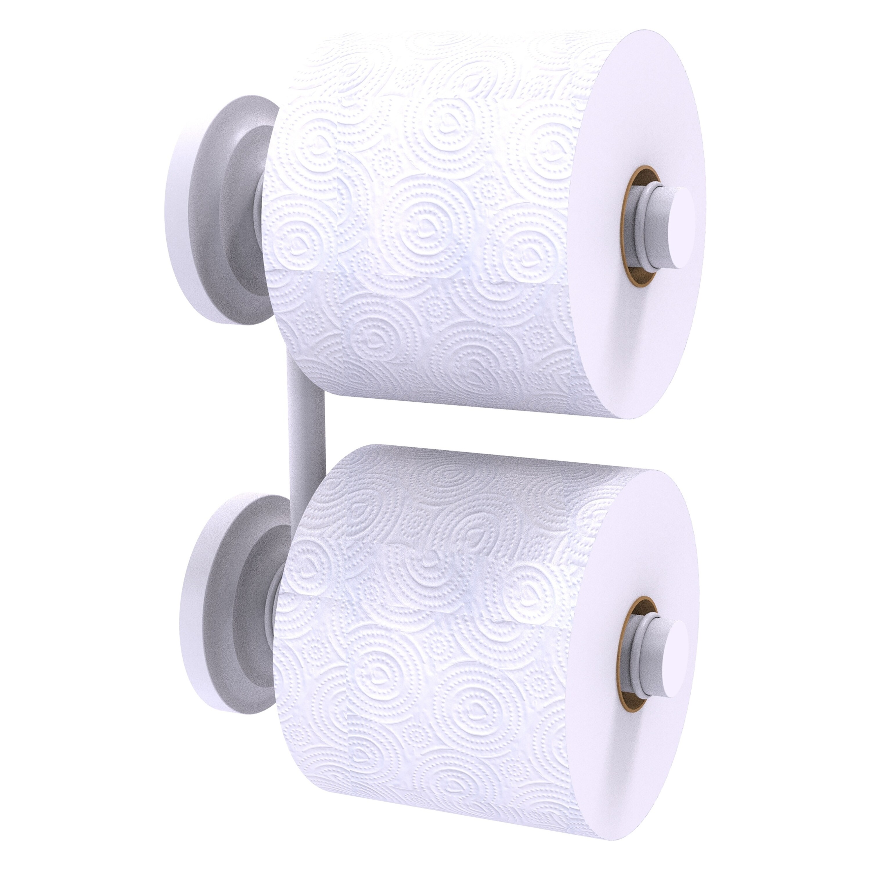 Allied Brass QN-24-RR-2-WHM Que New Matte White Wall mount Double post Toilet Paper Holder 2 -Rolls with Storage
