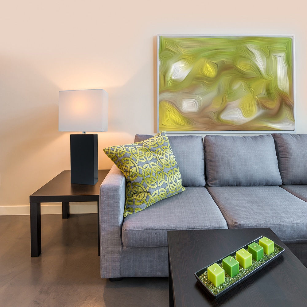 Elegant Designs LC2000-BLK-2PK Monaco Avenue Modern/contemporary Medium base (E-26) Lamp Set with White Shades
