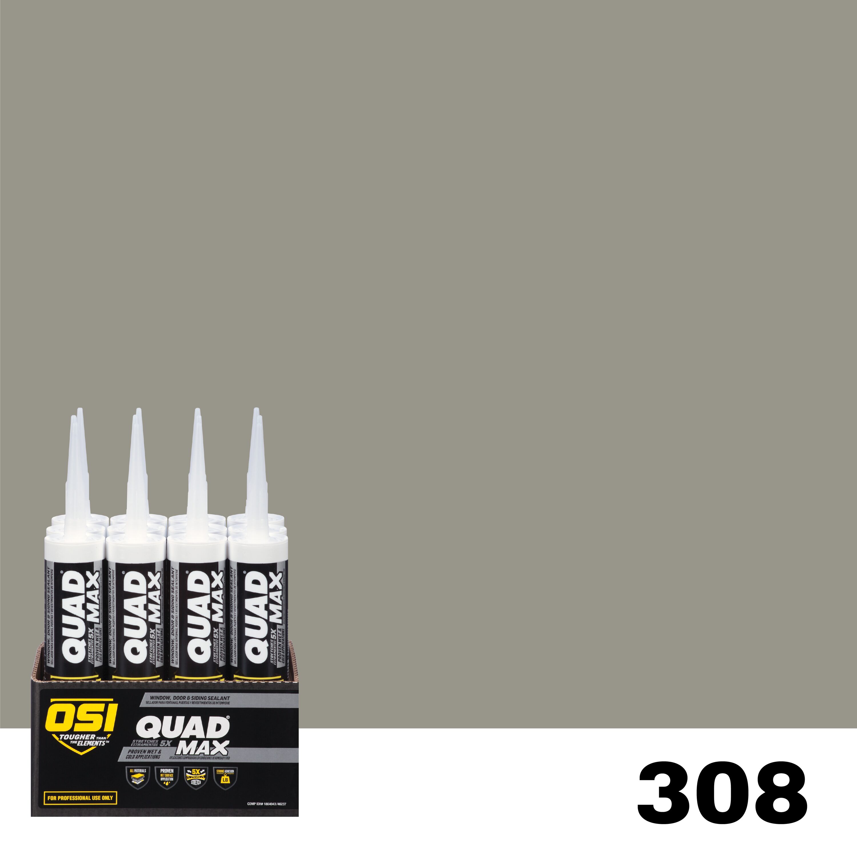 OSI 1869347 Quad Max 12 -Pack 10-oz Window door Clay 308 Paintable Advanced Sealant Caulk