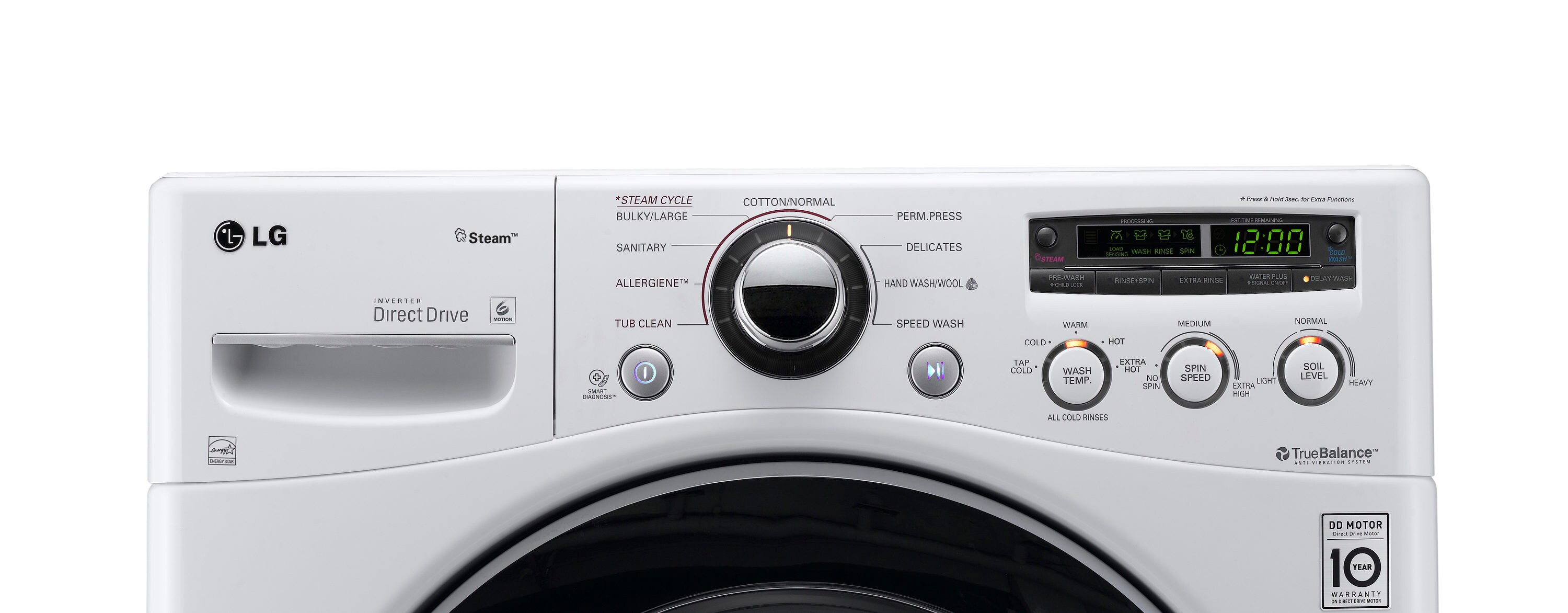 LG WM2650HRA 27 Front-Load Washer with 3.6 cu. ft. Capacity, 9 Wash  Cycles, 9 Options, Steam Option, Load Size Sensing, ColdWash Technology and  Dual LED Display: Wild Cherry Red