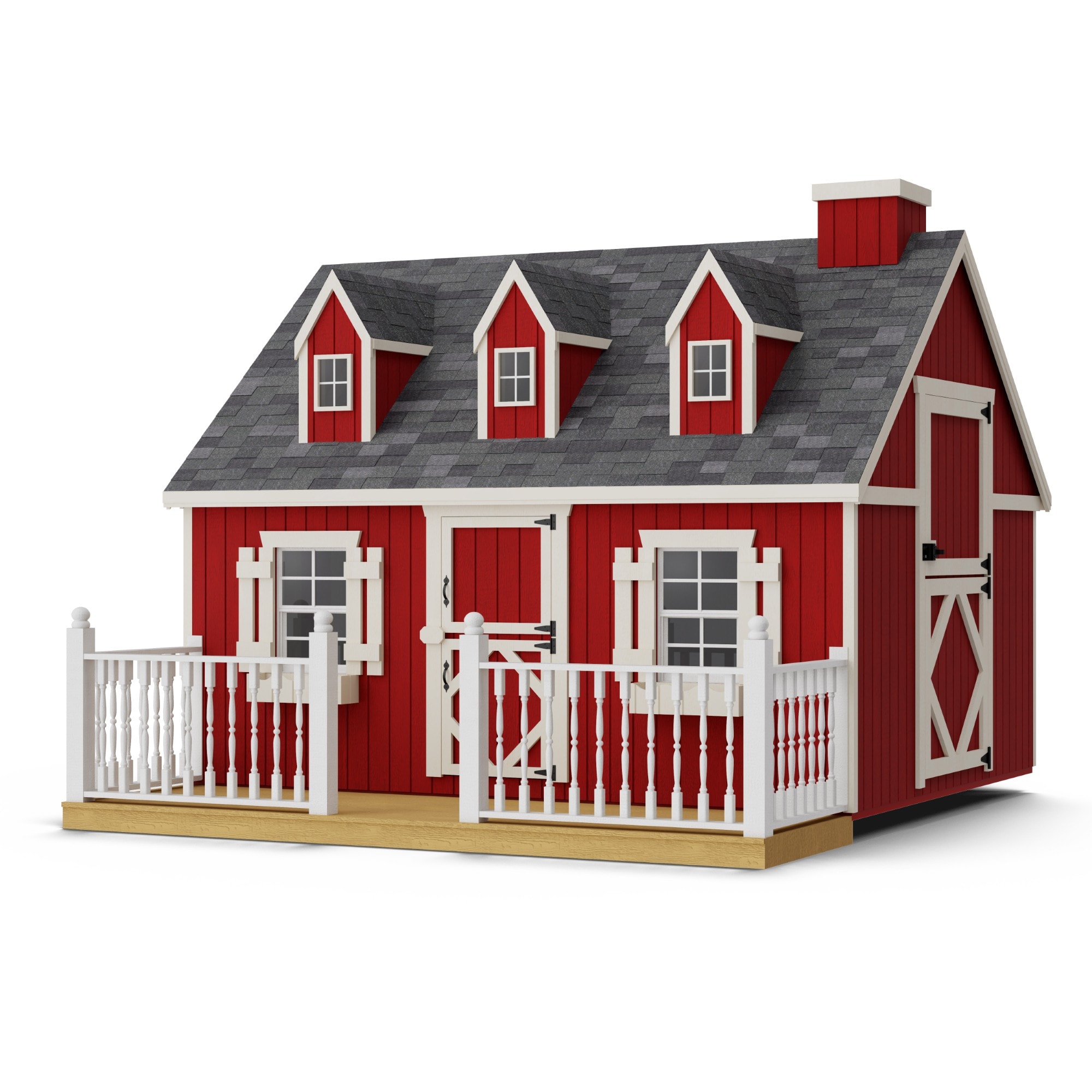 Little Cottage Co 8X10 CCP-PNK-FK-DR 8x10 Cape Cod Playhouse with Deck and Rail Outdoor Wood Playhouse