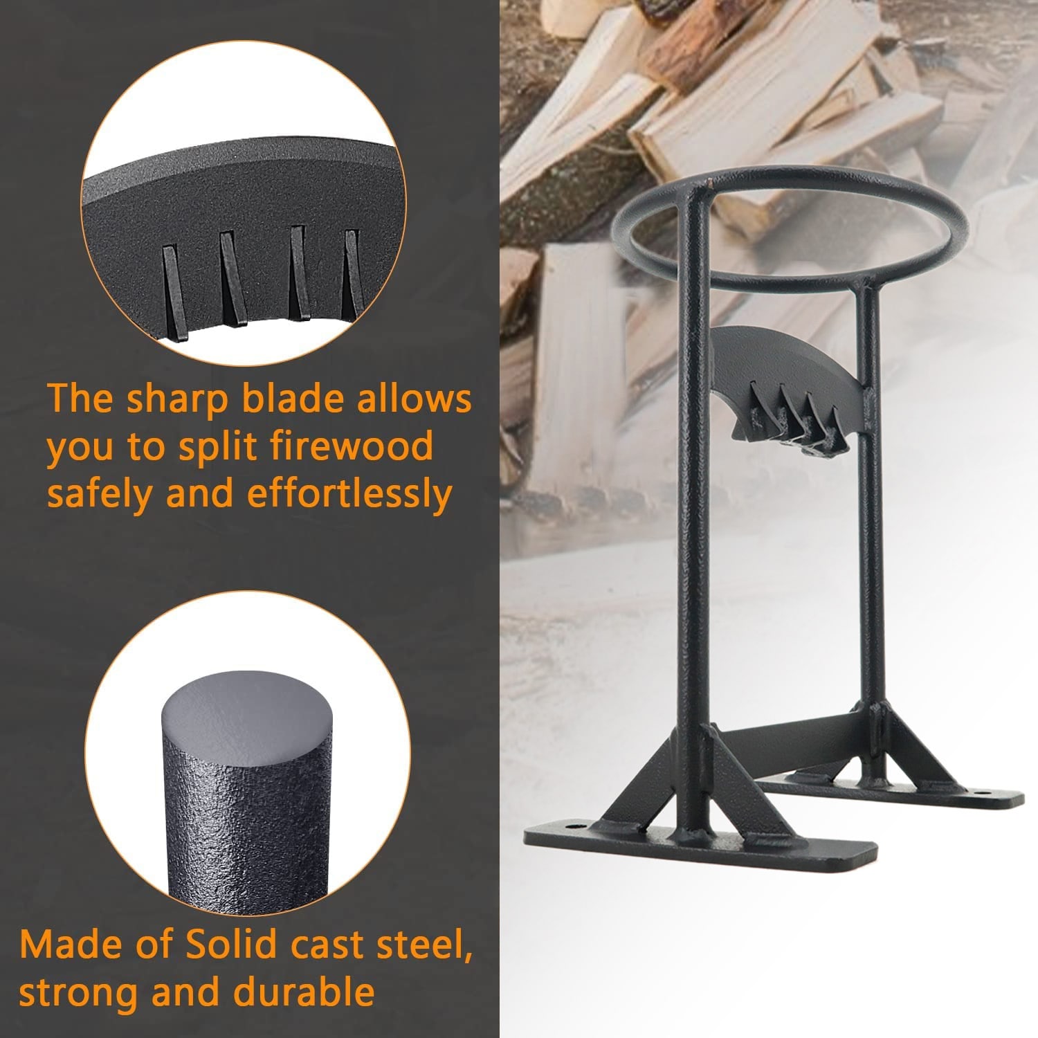 Carbon Steel Wood Splitter - Safe Way to Make Kindling - Compact & Portable  - Extremely Durable - Cushioned Grip in the Splitting Mauls department at