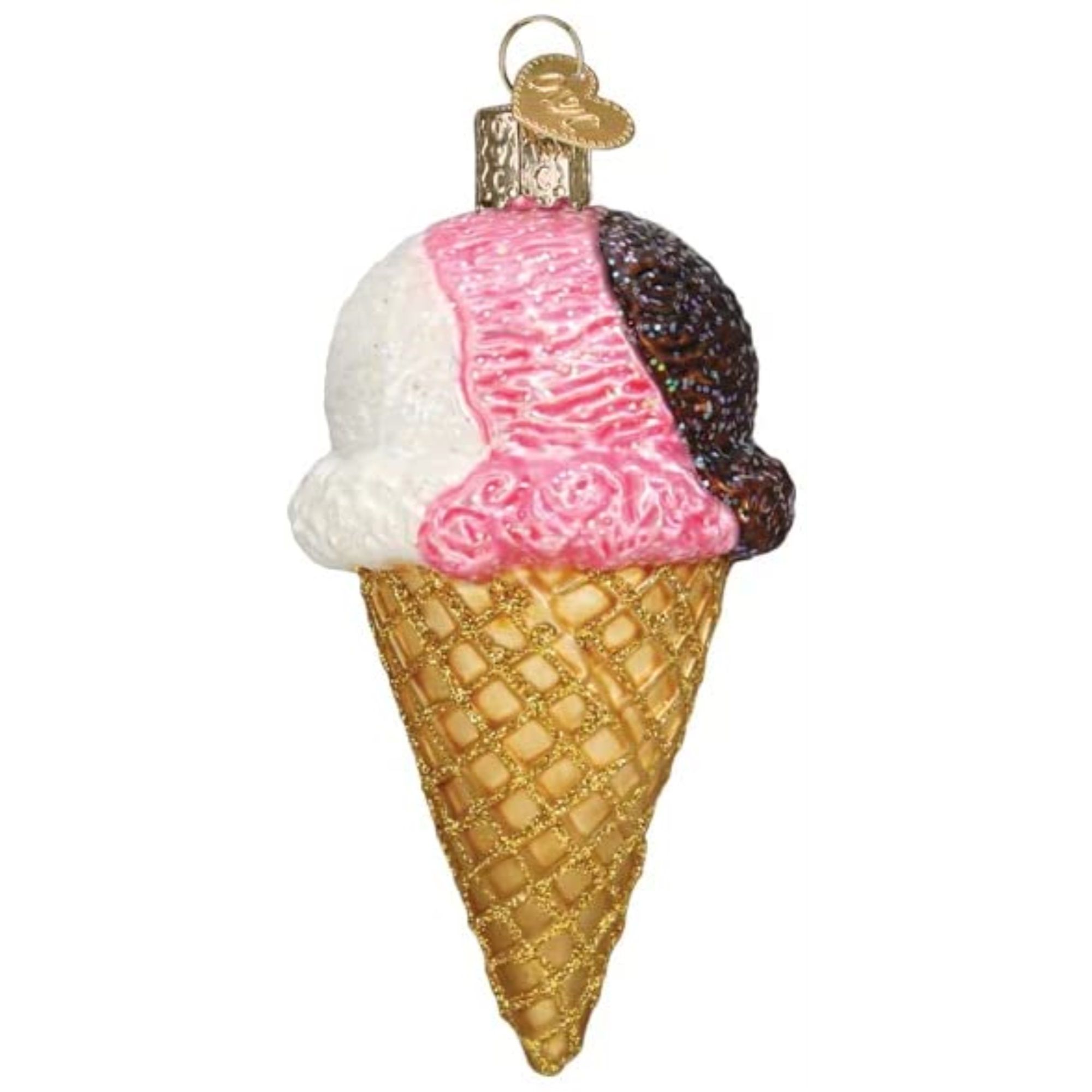 Old World Christmas 729343325099 Blown Glass Ornament for Christmas Tree - Neapolitan Ice Cream Cone