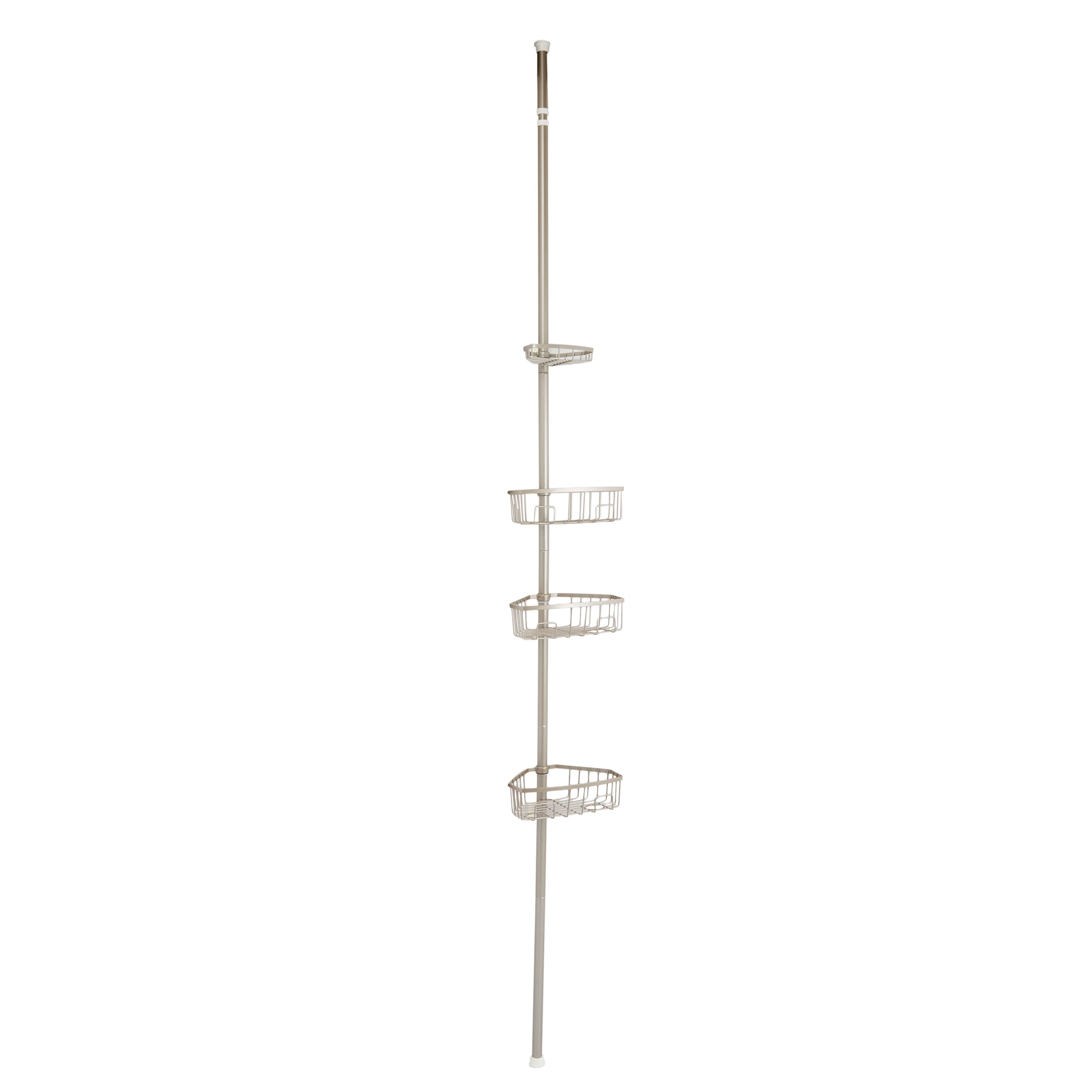 Bath Bliss Gray Plastic 4-Shelf Tension Pole Freestanding Shower