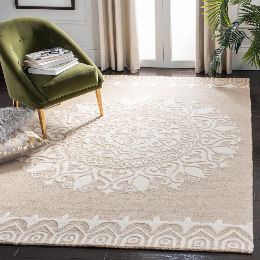 Ivory Rectangular Hand-Tufted Wool 4' x 6' Area Rug