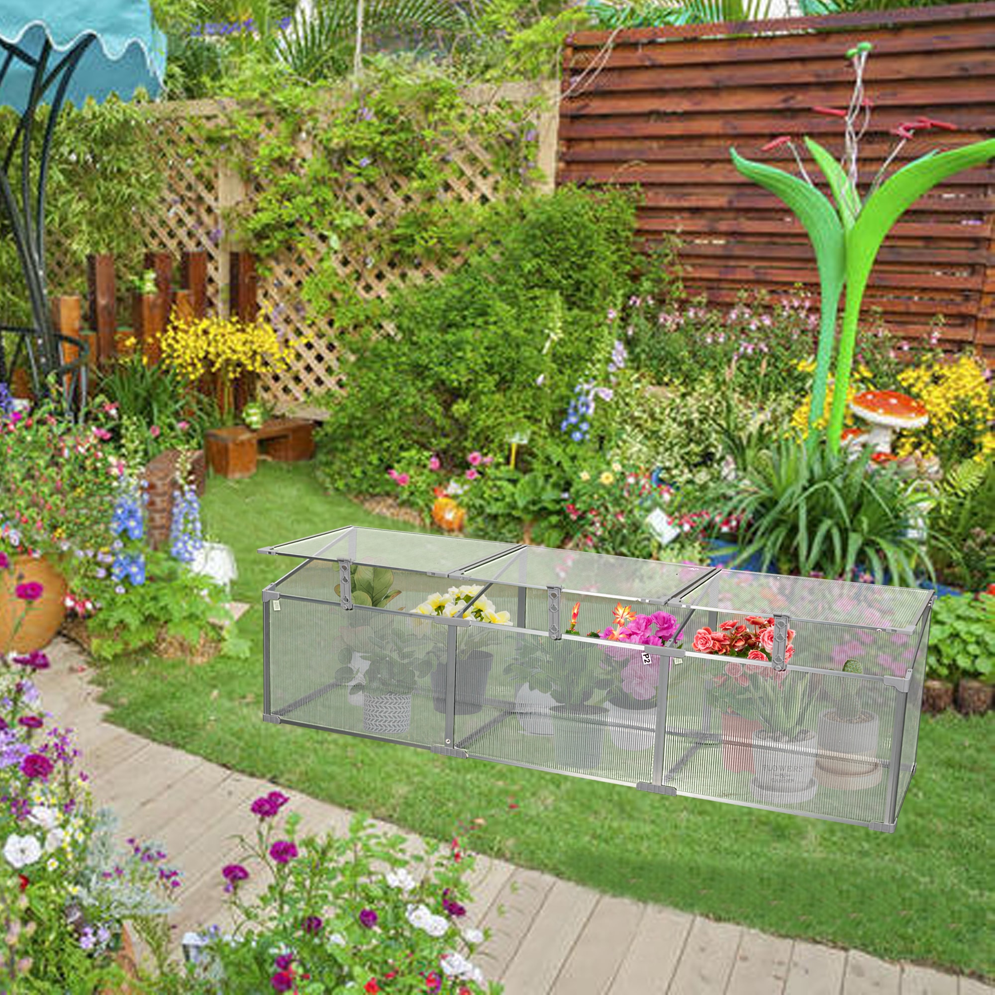 Clihome CL-WC54604 5.91-ft L x 1.67-ft W x 1.28-ft H Silver Greenhouse Kit