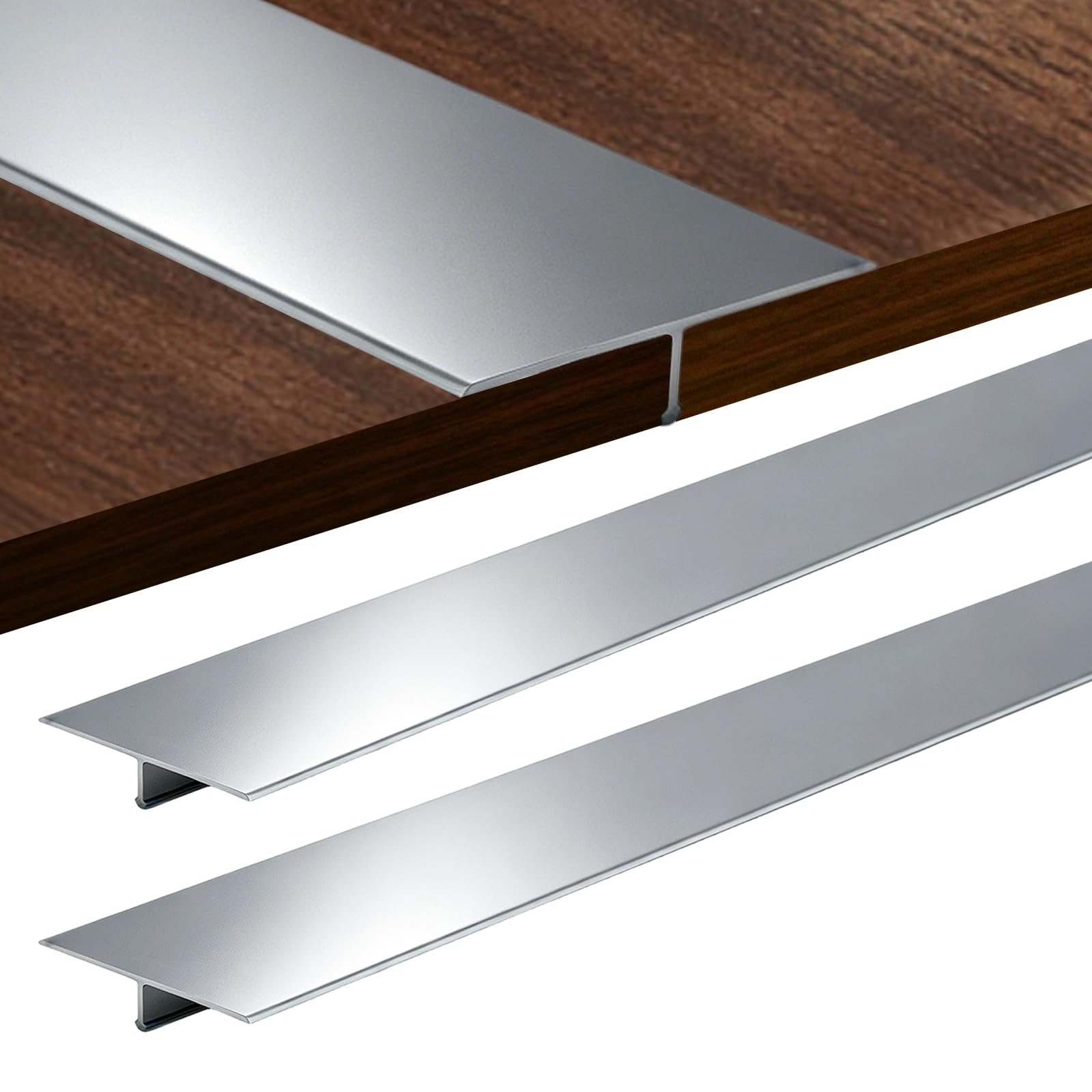 KIWDZFU Grey T Molding Floor Transition Strip 4ft x One Point Six in Aluminum Laminate Floor Divider Strip for Doorway Edge Trim and Floor Gap #LKI0803B373-1