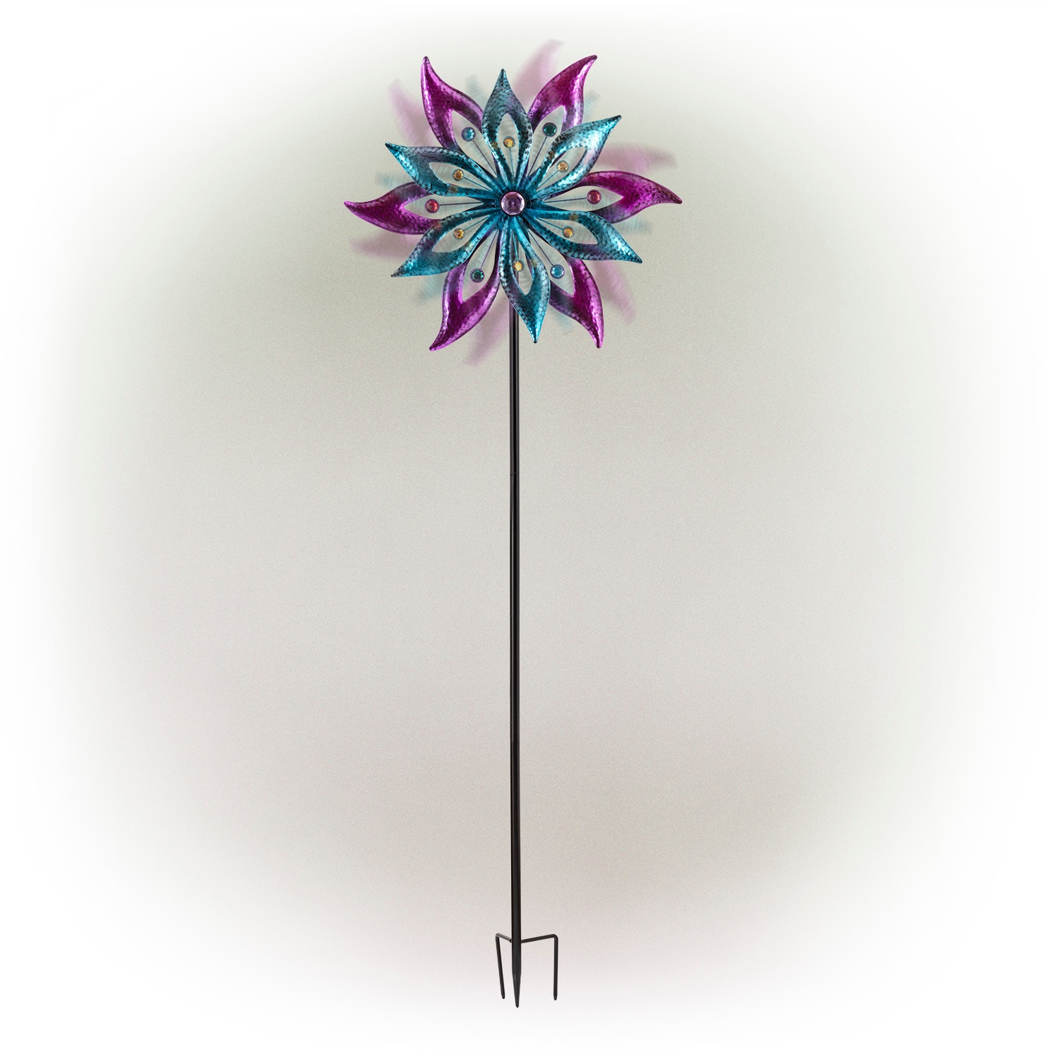 Alpine Corporation SLL1872 64-Inches Purple and Aqua Metal Windmill Stake