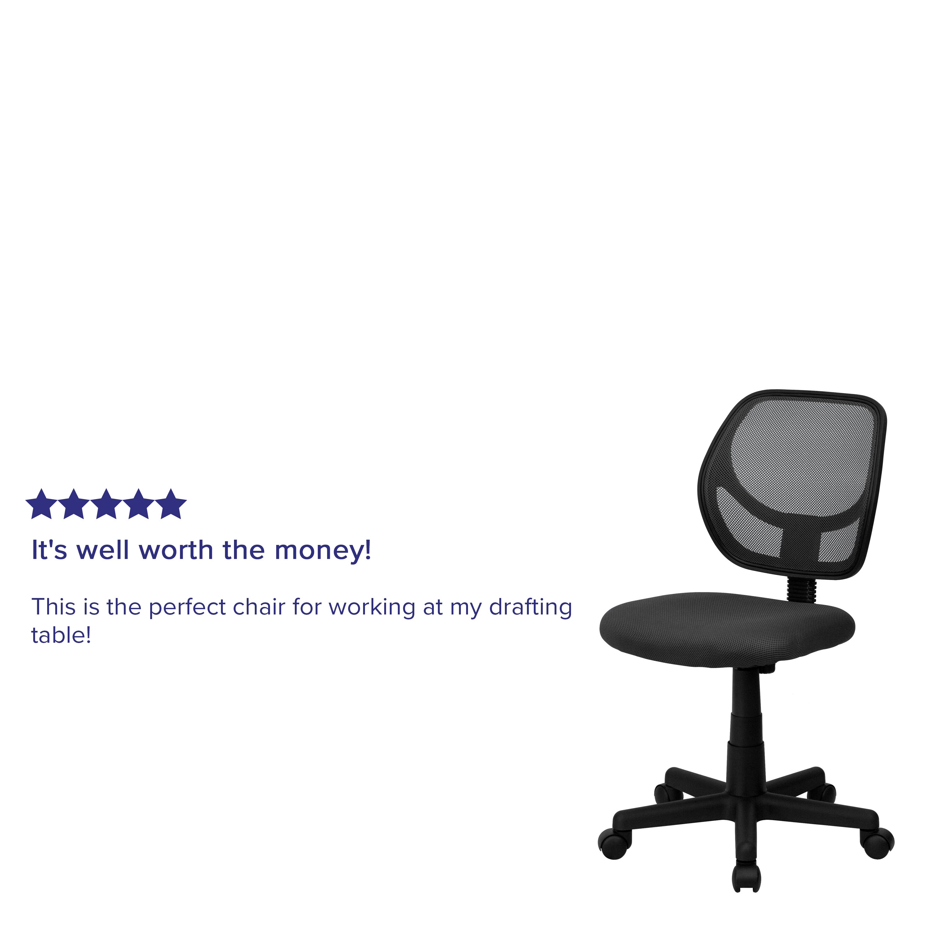 ErgoComfort 360 Swivel Mesh Task Chair with Lumbar Support, Gray and Black