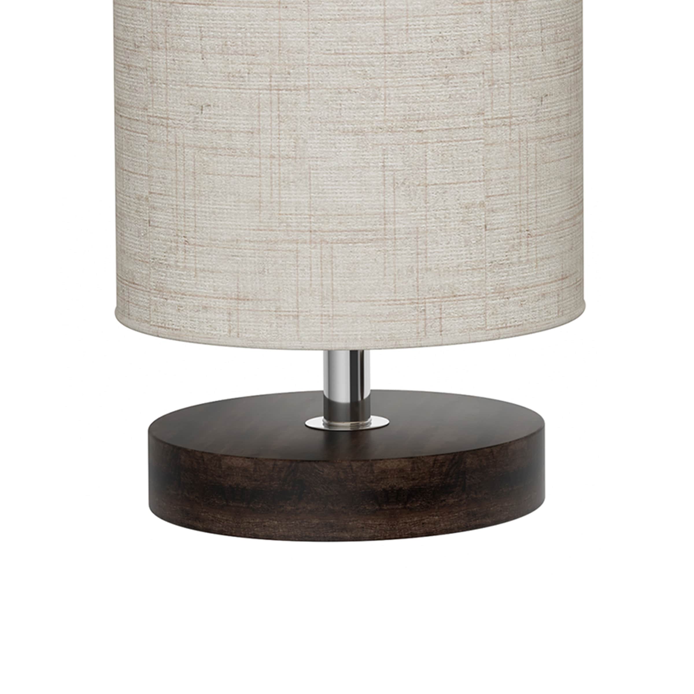 Adjustable White Cylinder Lamp with Wood Base and LED Bulb