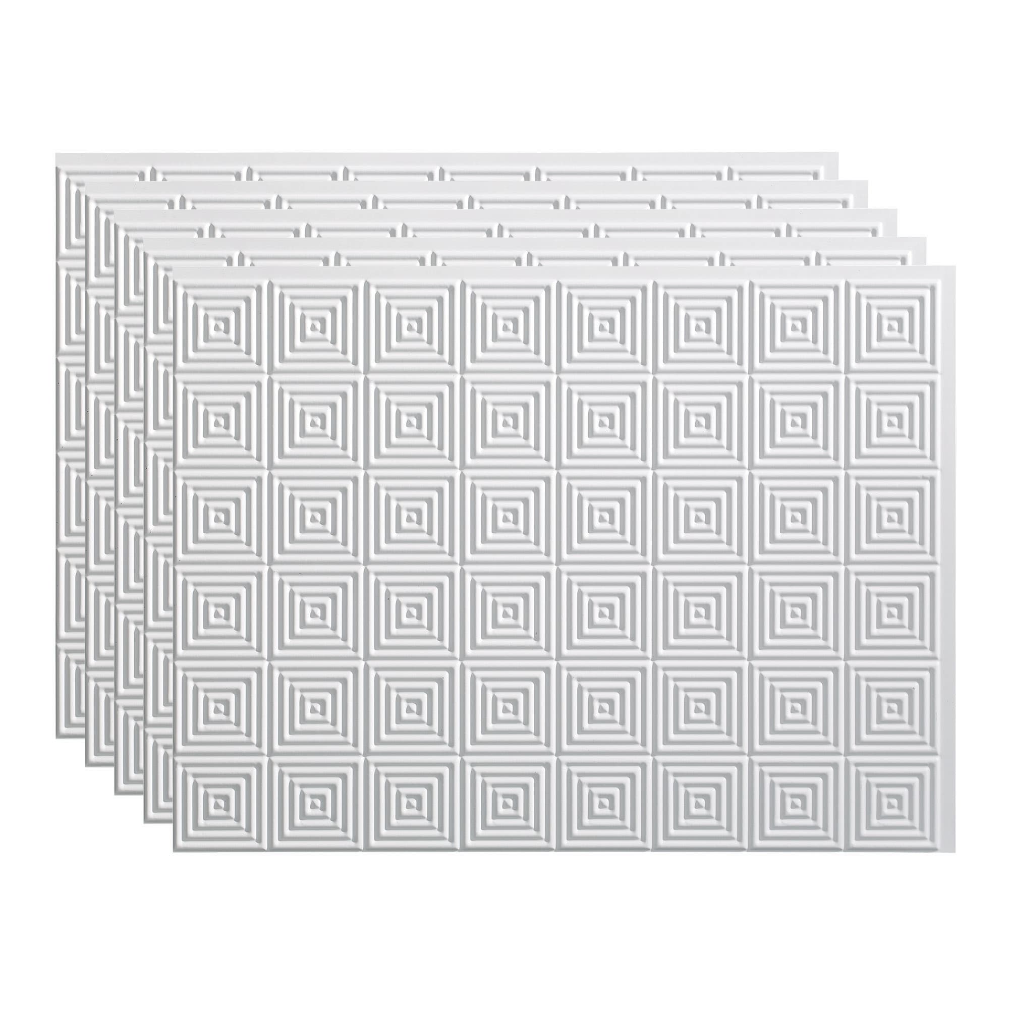Fasade PB5301 Miniquattro 18.25-in x 24.25-in Vinyl Matte White Backsplash Panels 5.0 -Pack