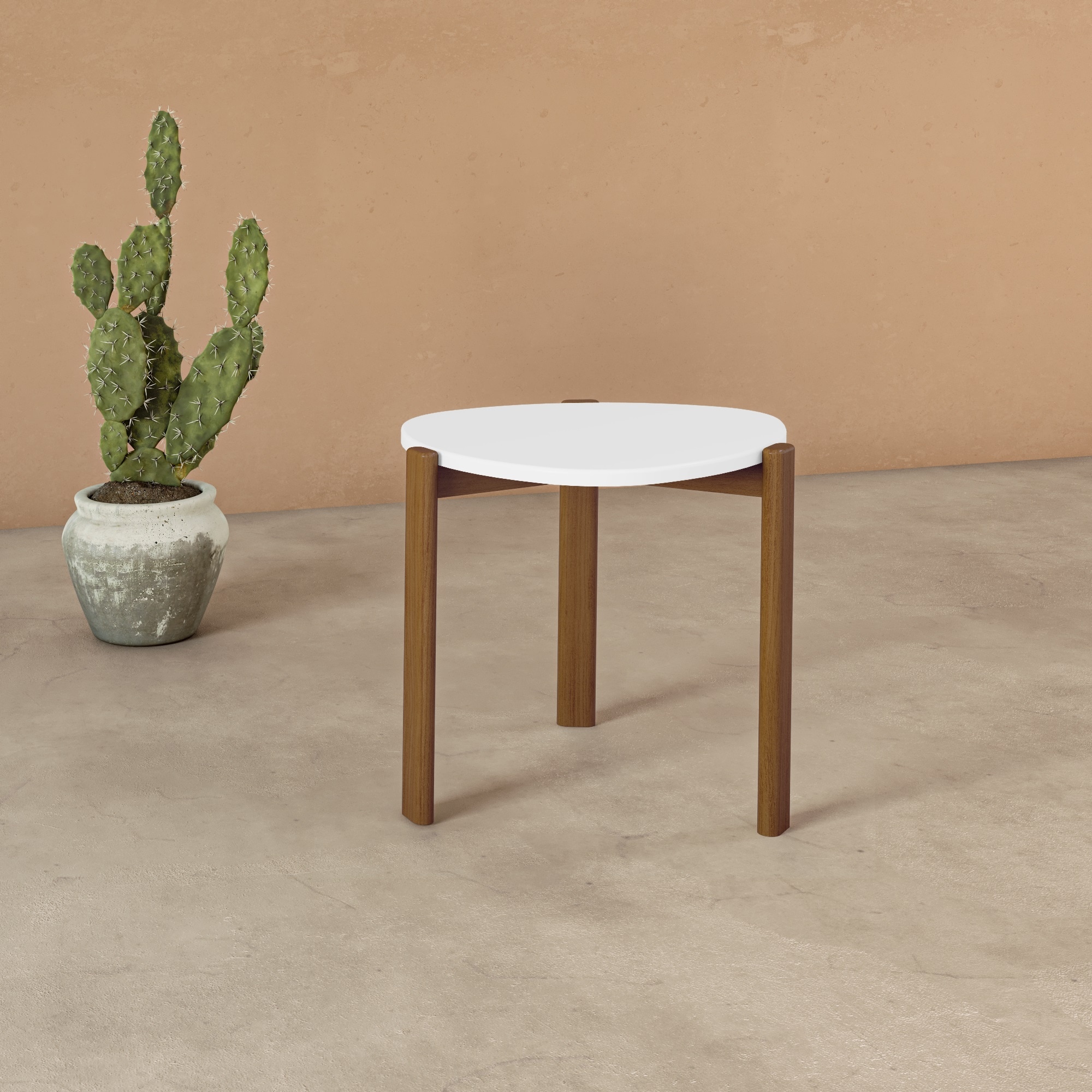 Manhattan Comfort ET-82742-WH 18.11-in W x 17.32-in H Matte White Composite Oval Modern End Table Assembly Required