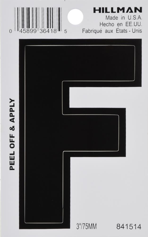 Hillman 841514 3-in Black/White Letter F