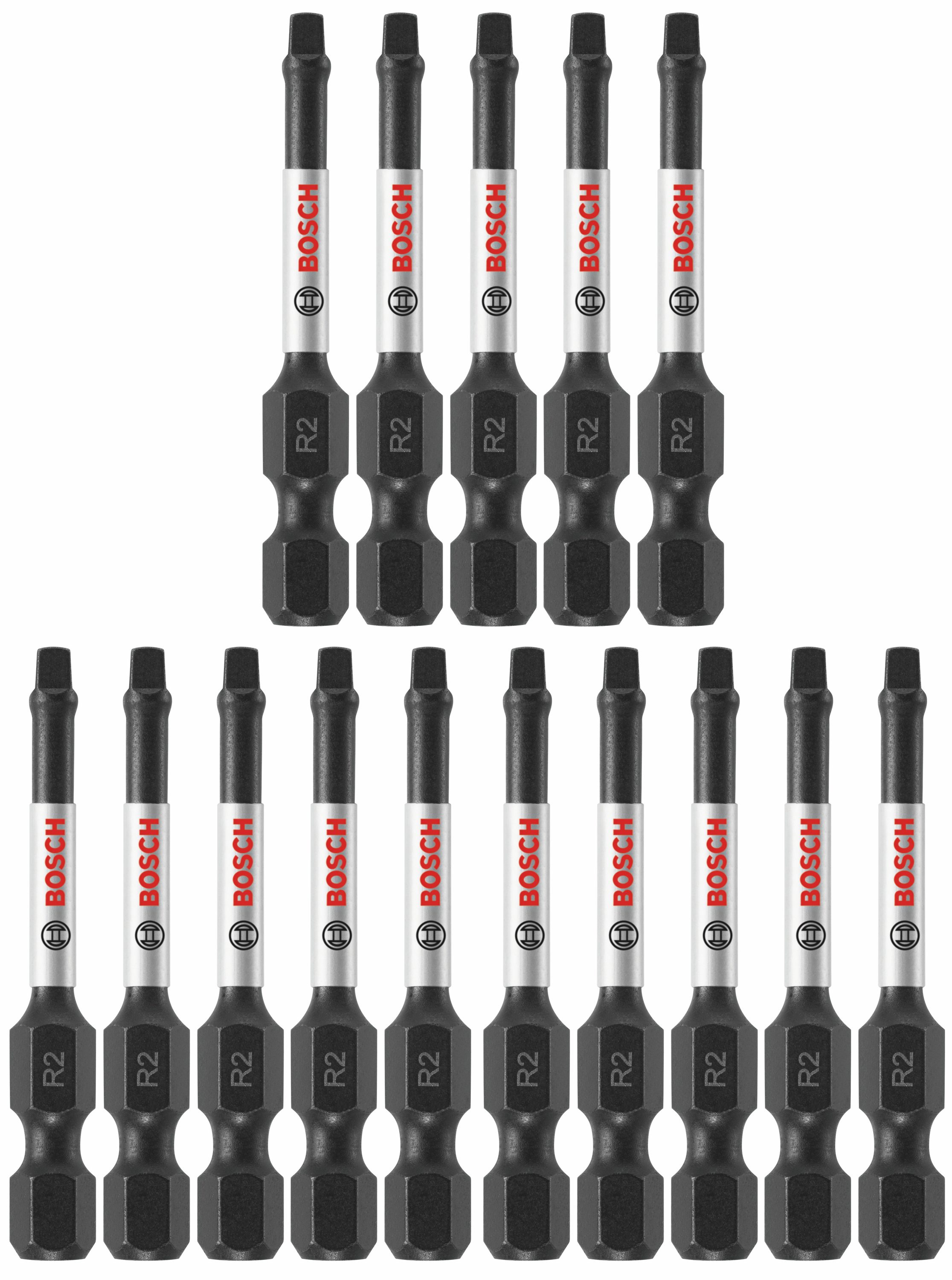 Bosch ITSQ2215 Impact Tough 1/4-in x 2-in Square/Robertson Impact Driver Bit 15 -Piece