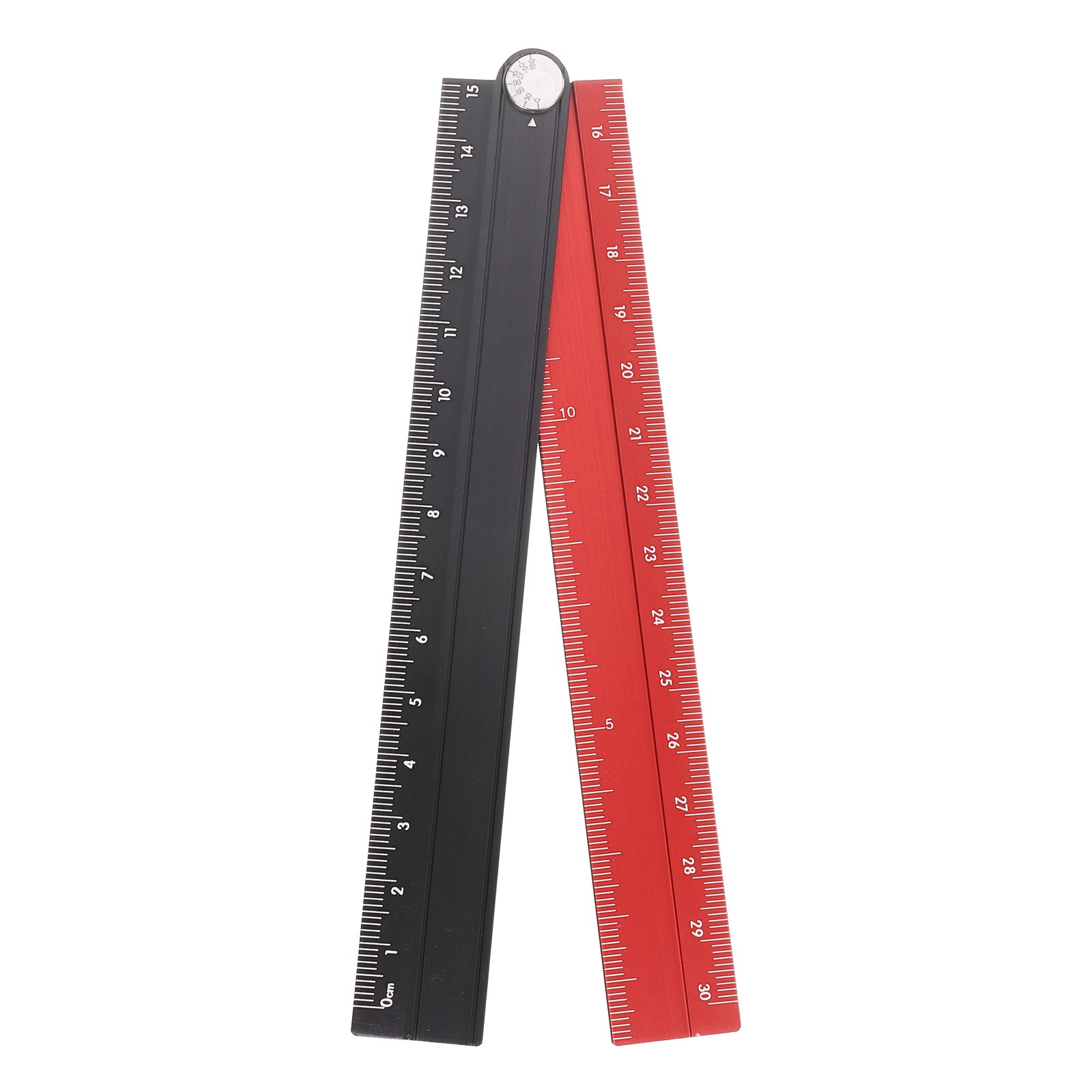 Harfington Folding Straight Ruler 30cm Metric Aluminum Alloy Protractor Foldable Angle Ruler Geometric Measuring Tool with Angle Line for Architects Artists Office Black Red #S26051800UX5587
