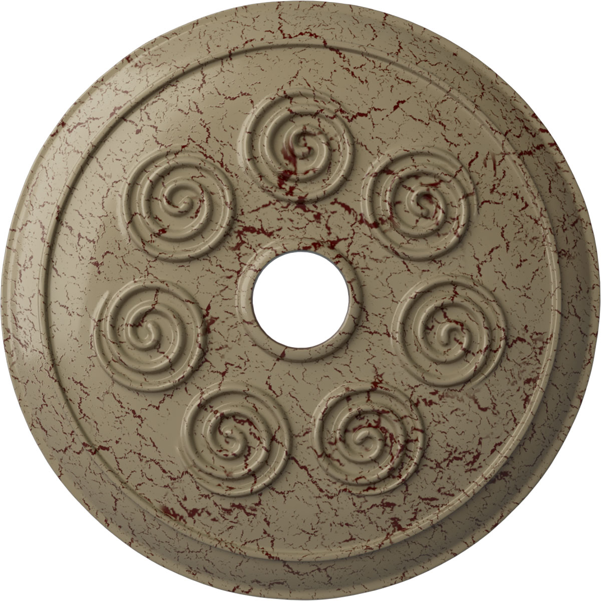 Ekena Millwork CM25SPGDC Spiral 25.25-in W x 25.25-in L Painted Gobi Desert Crackle Polyurethane Whole Ceiling Medallion