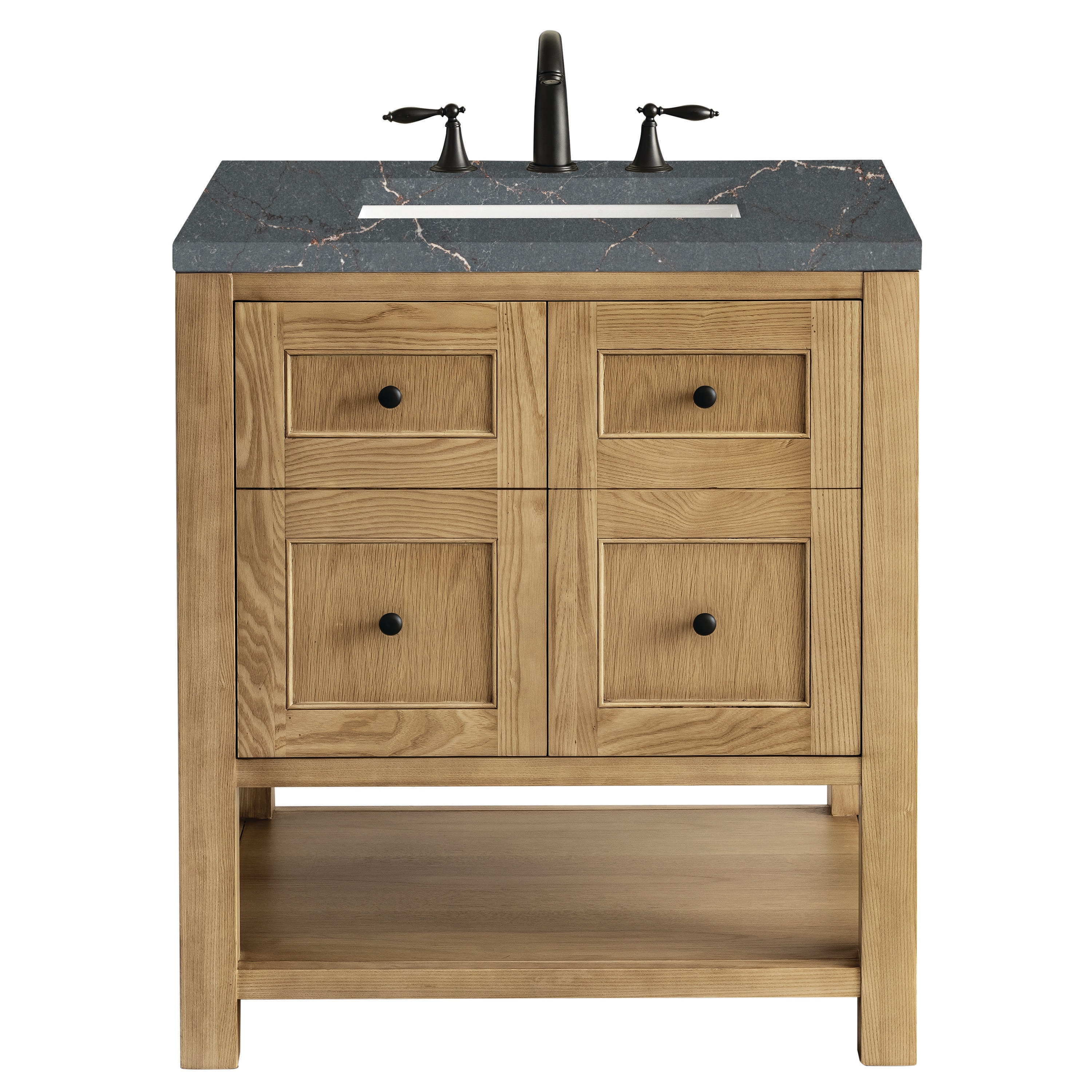 James Martin Vanities 330-V30-LNO-3PBL Breckenridge 30-in Light Natural Oak Undermount Single Sink Bathroom Vanity with Parisien Bleu Quartz Top