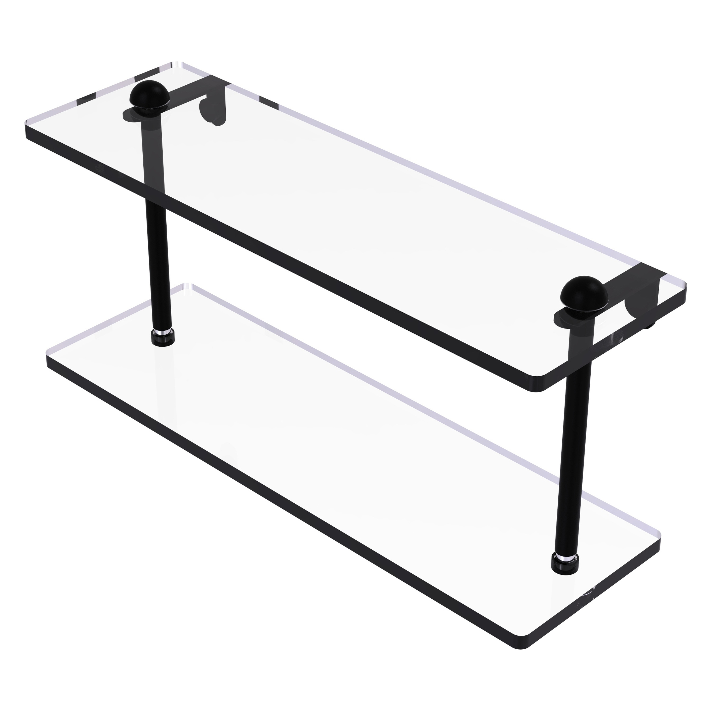 Allied Brass RC-2/16-BKM Matte Black 2-Tier Wall Mount Bathroom Shelf (16-in x 8-in x 5-in)