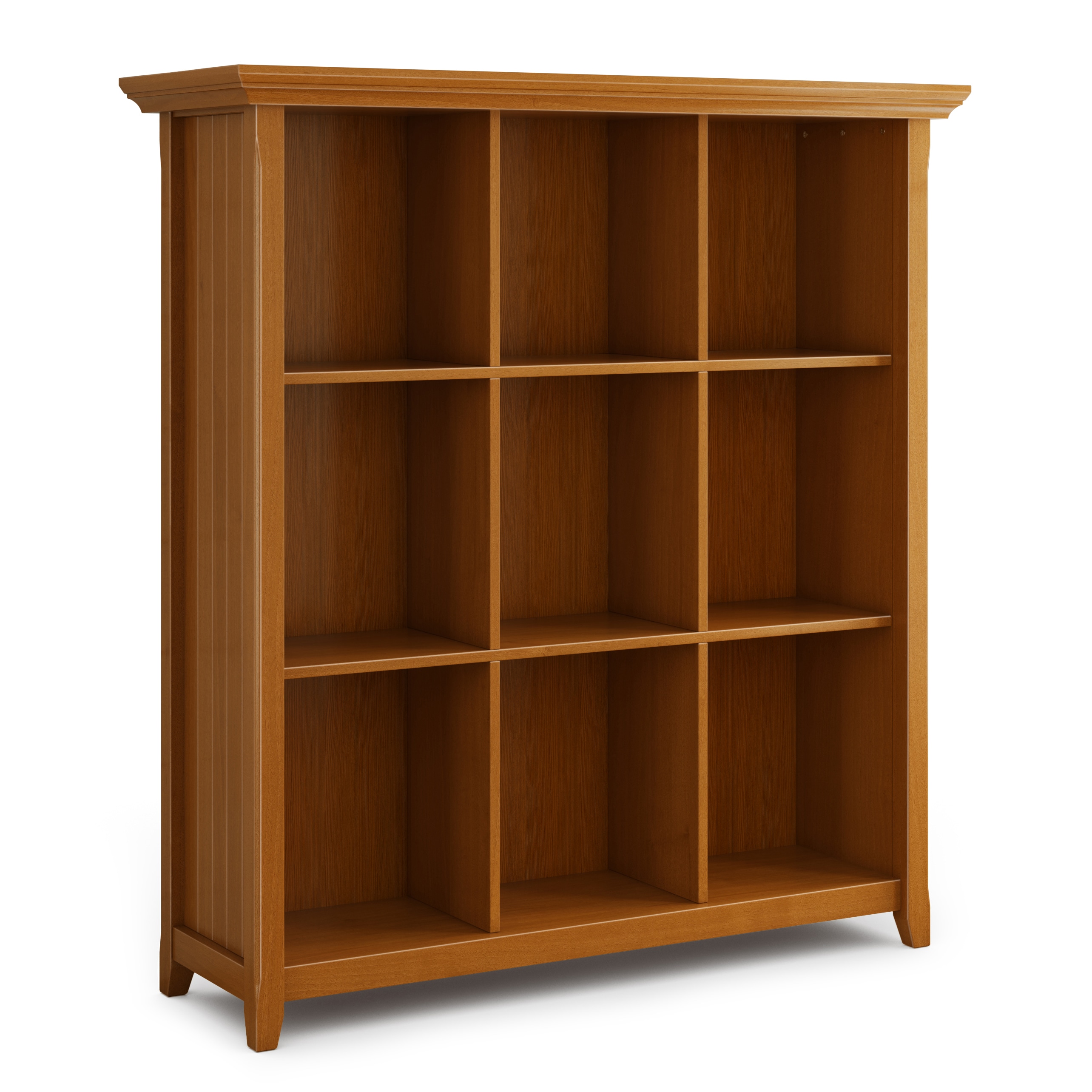Simpli Home AXCACA21-LGB Acadian Light Golden Brown Wood 9 -Shelf Modular Bookcase ( 44-in W x 48-in H x 15.75-in D ) Stained