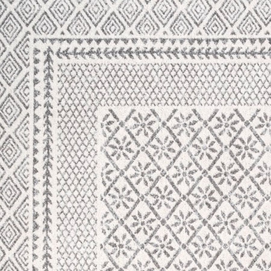 Athens Geometric Boho 5x8 Gray Synthetic Area Rug