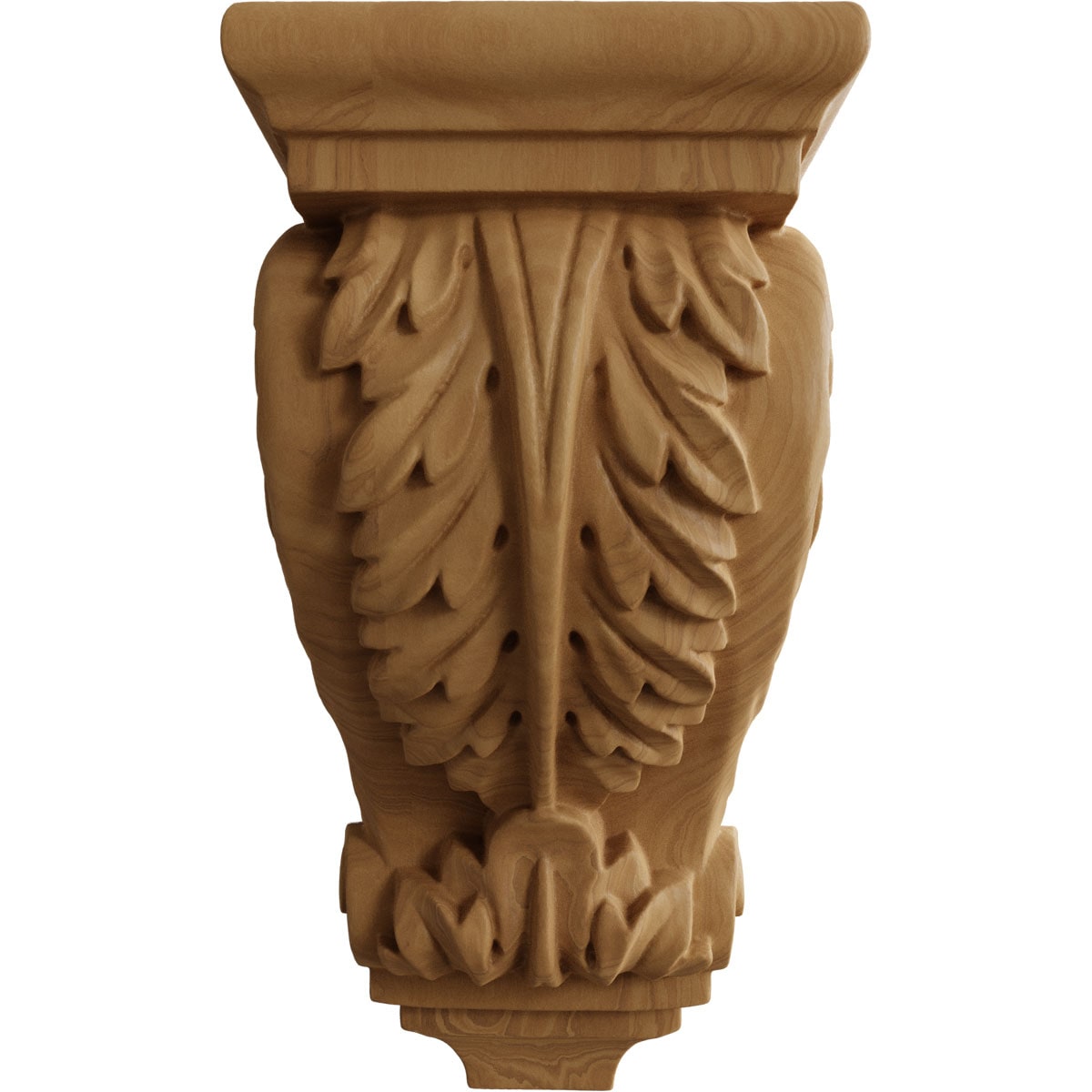Small Hand-Carved Acanthus Wood Corbel in Natural Finish