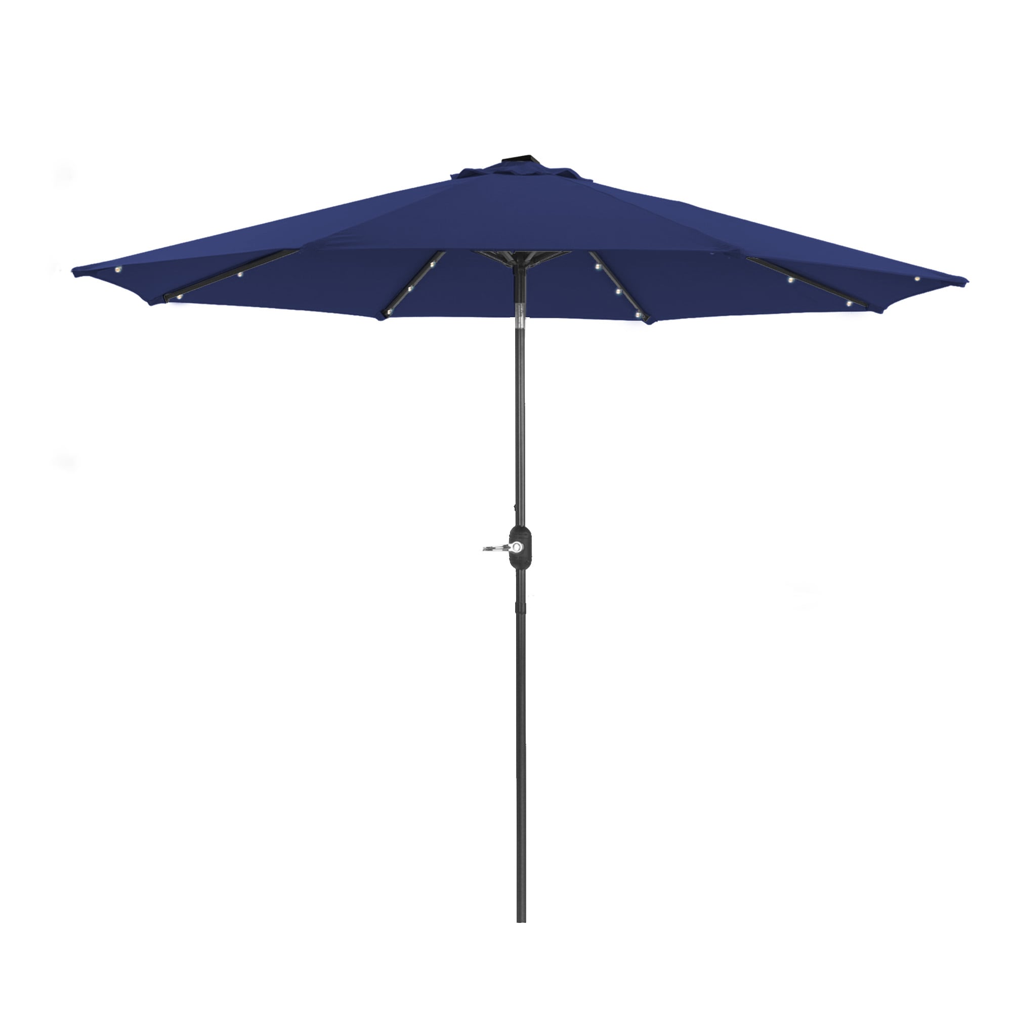CASAINC WF-SM-270NY 9-ft Aluminum Navy Crank Market Patio Umbrella with Lights
