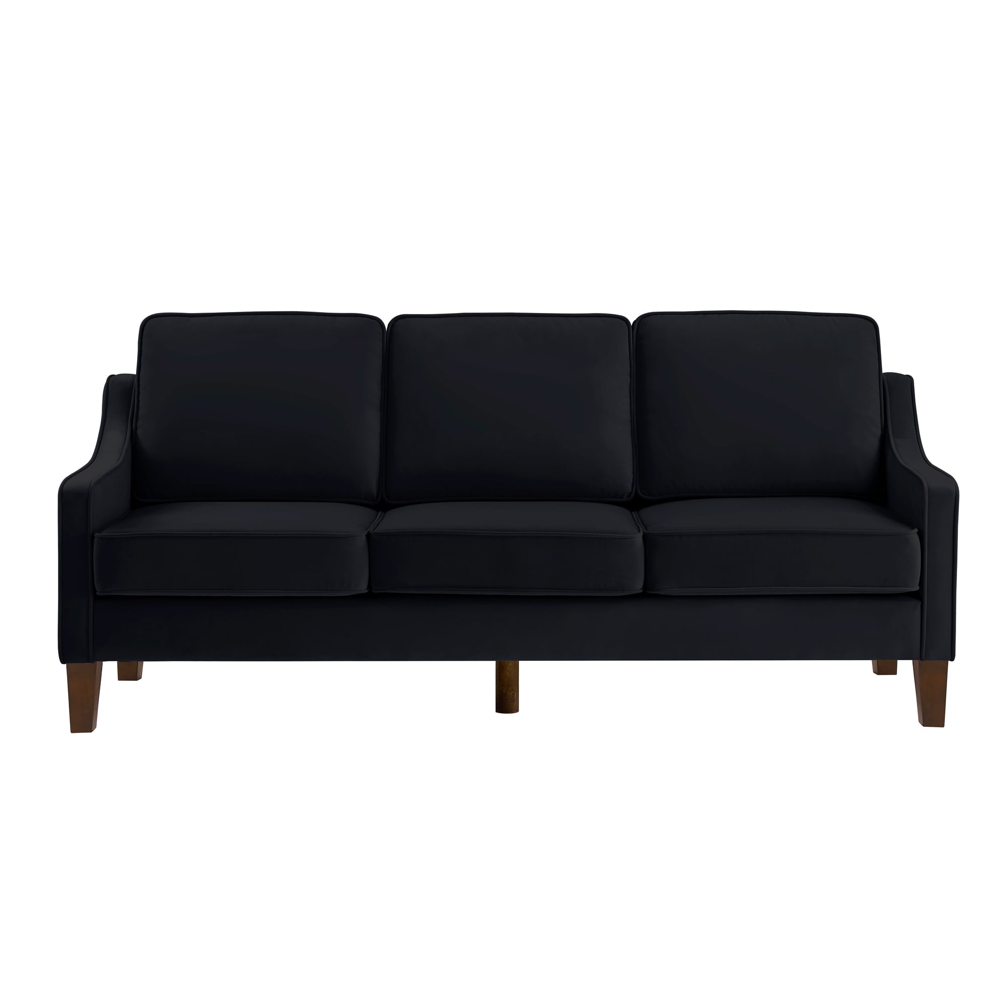 Bybafun YD3800028 74-in Modern Black Velvet Sofa