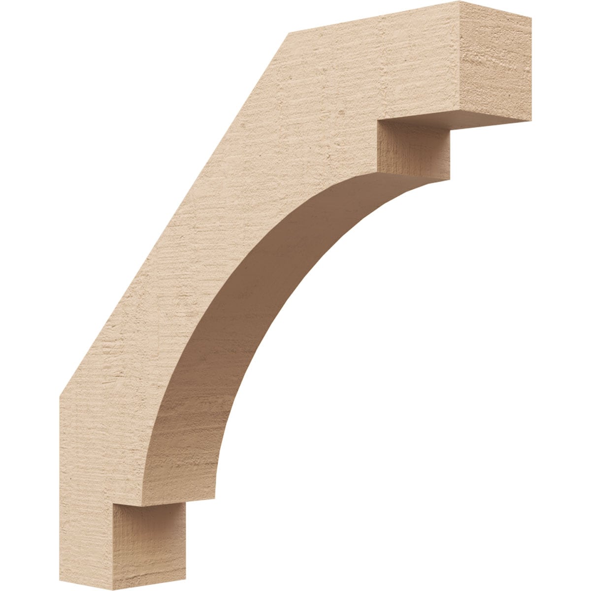 Ekena Millwork BRCUR03X16X16MRCRCPR 3-in x 16-in x 16-in Primed Urethane Merced Rough Cedar Woodgrain TimberThane KneeBrace