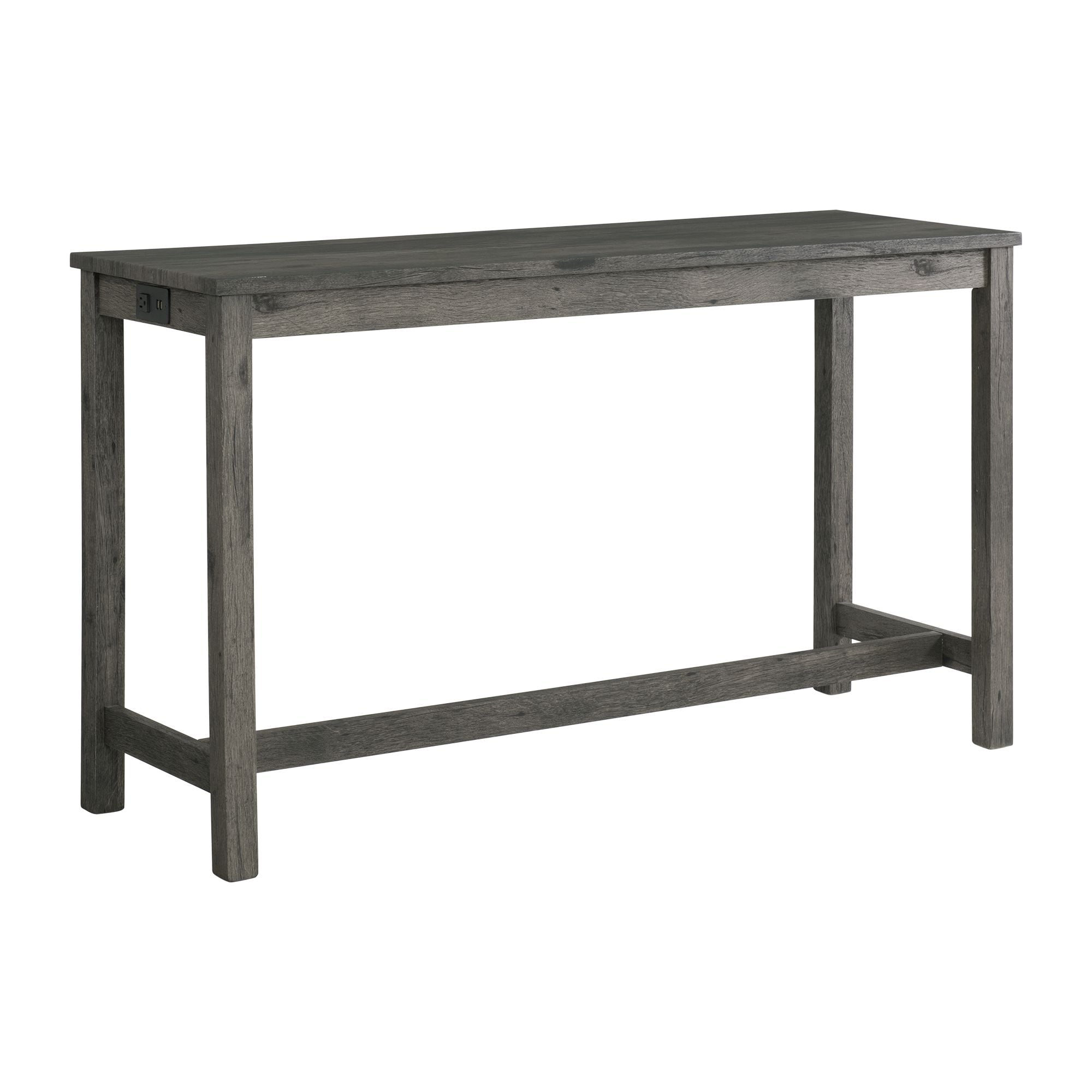 Charcoal Gray Wood Bar Table Set with 4 Upholstered Stools