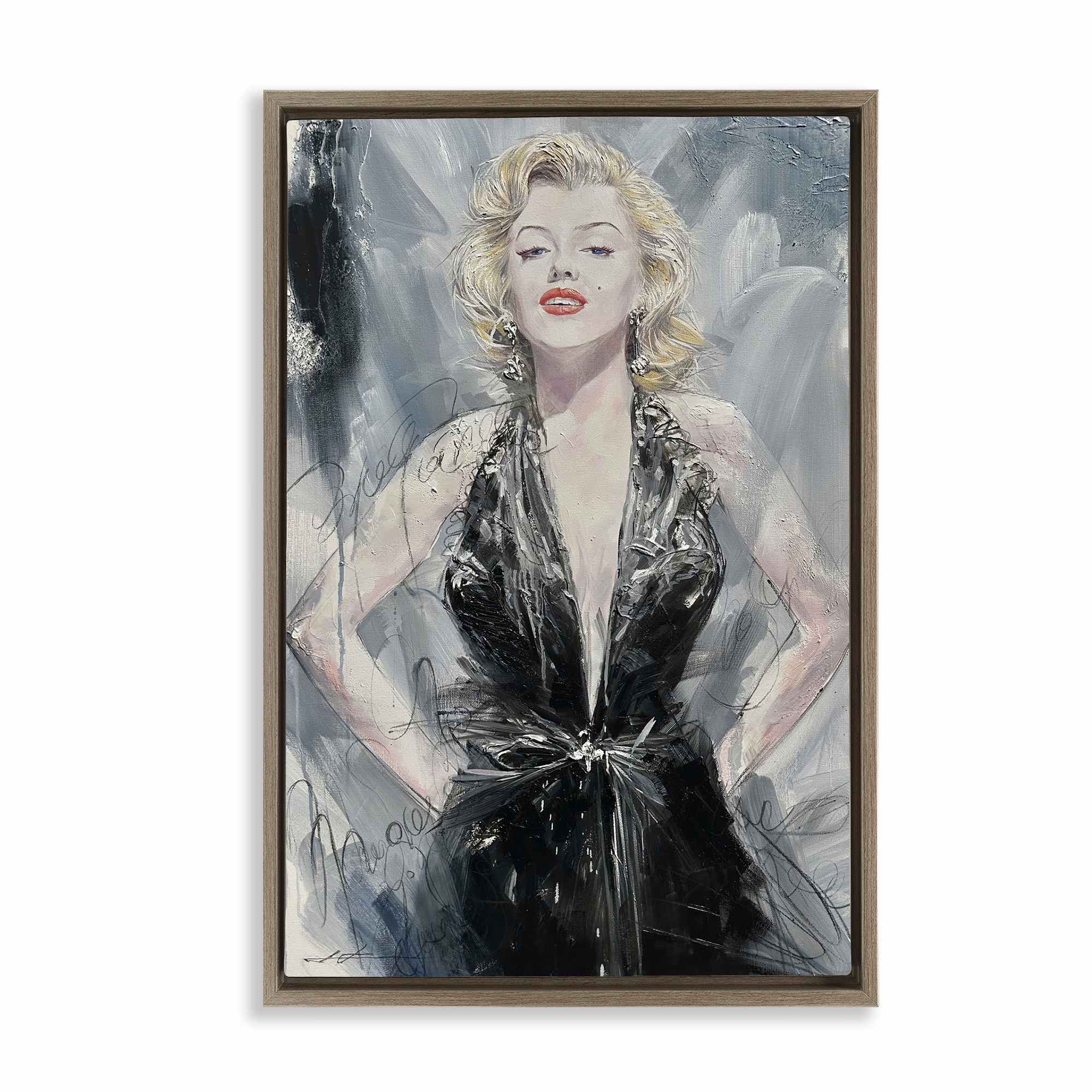 Stupell Industries BT-034-FFE-20X30 Classic Stylish Marilyn Brown Framed Floater Canvas Wall Art By Lucille Lee 21 x 31