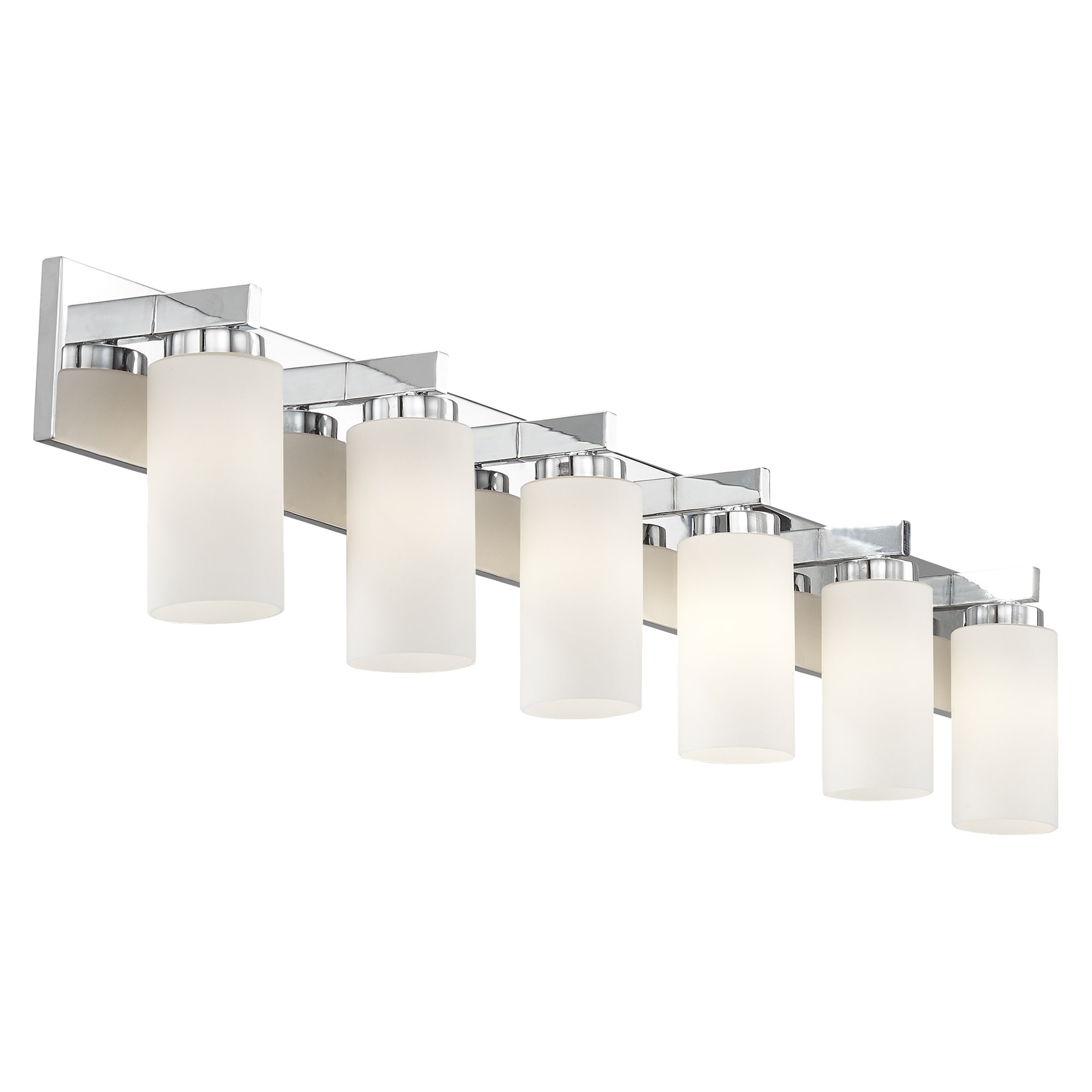 Polished Chrome 6-Light Vanity with Satin Opal Glass