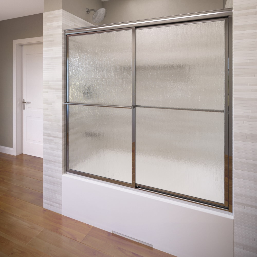 Basco DLXH05A5958RNSV Deluxe Polished chrome 57-in to 59-in W x 58.5-Inches H Framed Sliding Bathtub door