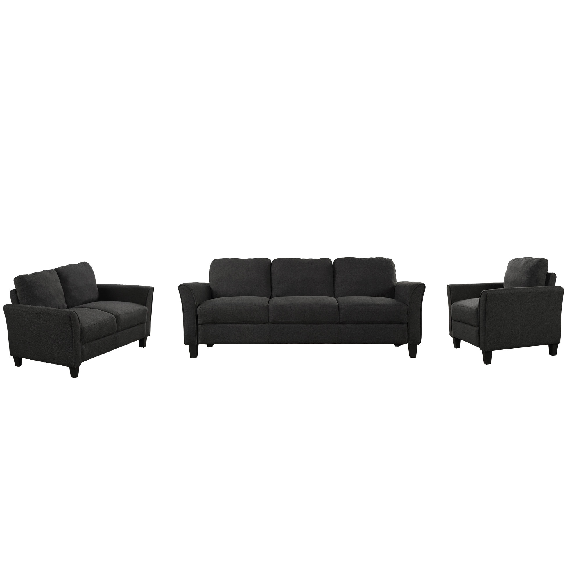 3 Seat Streamlined Upholstered Sofa Couch with Removable Back and Seat  Cushions and 2 pillows, Gray-ModernLuxe