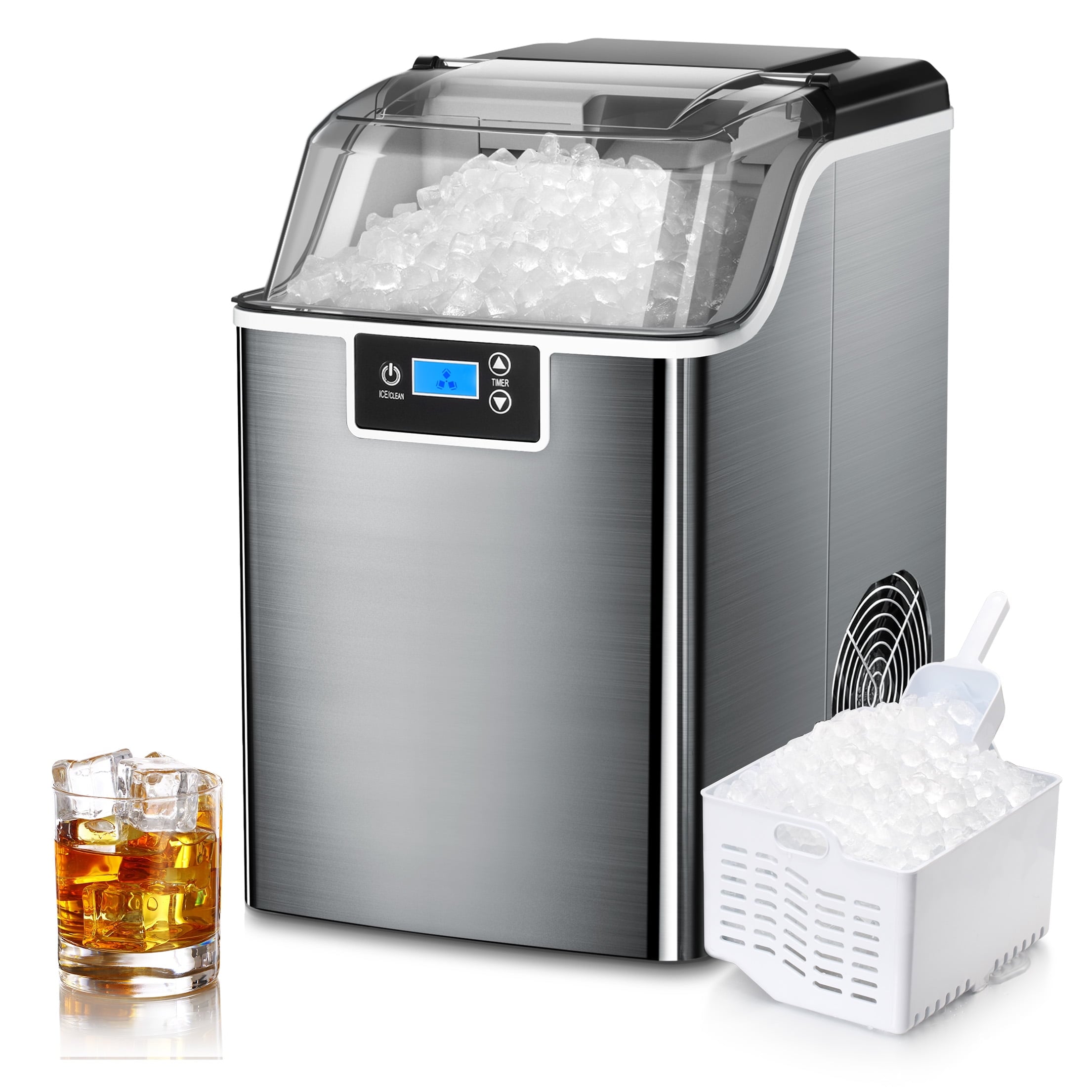 COWSAR Z580216 45-lbs. Ice Per day Countertop or portable Nugget/Pebble Ice Maker ( Silver )