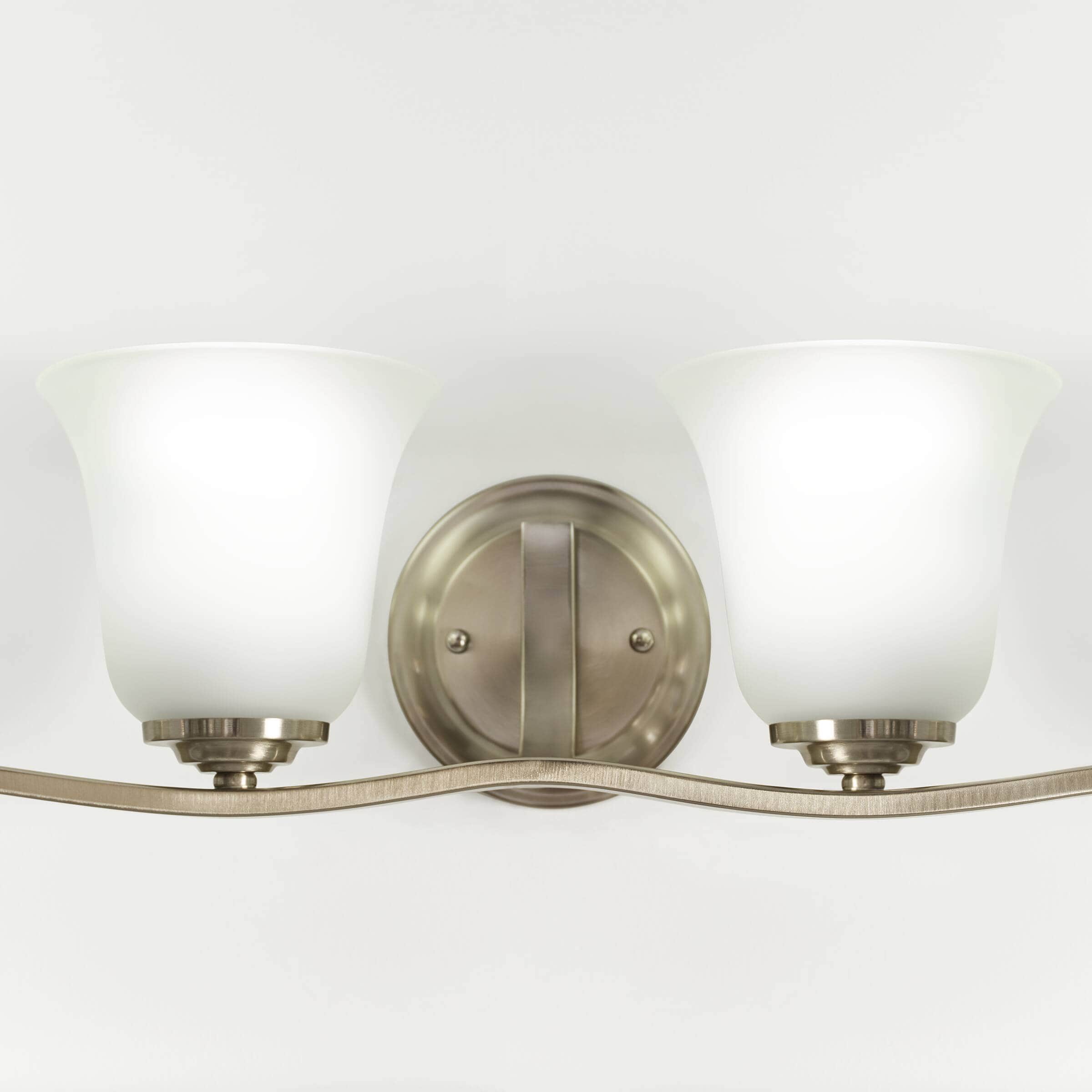 Brushed Nickel 4-Light Vanity Fixture with Satin Etched Glass Shades