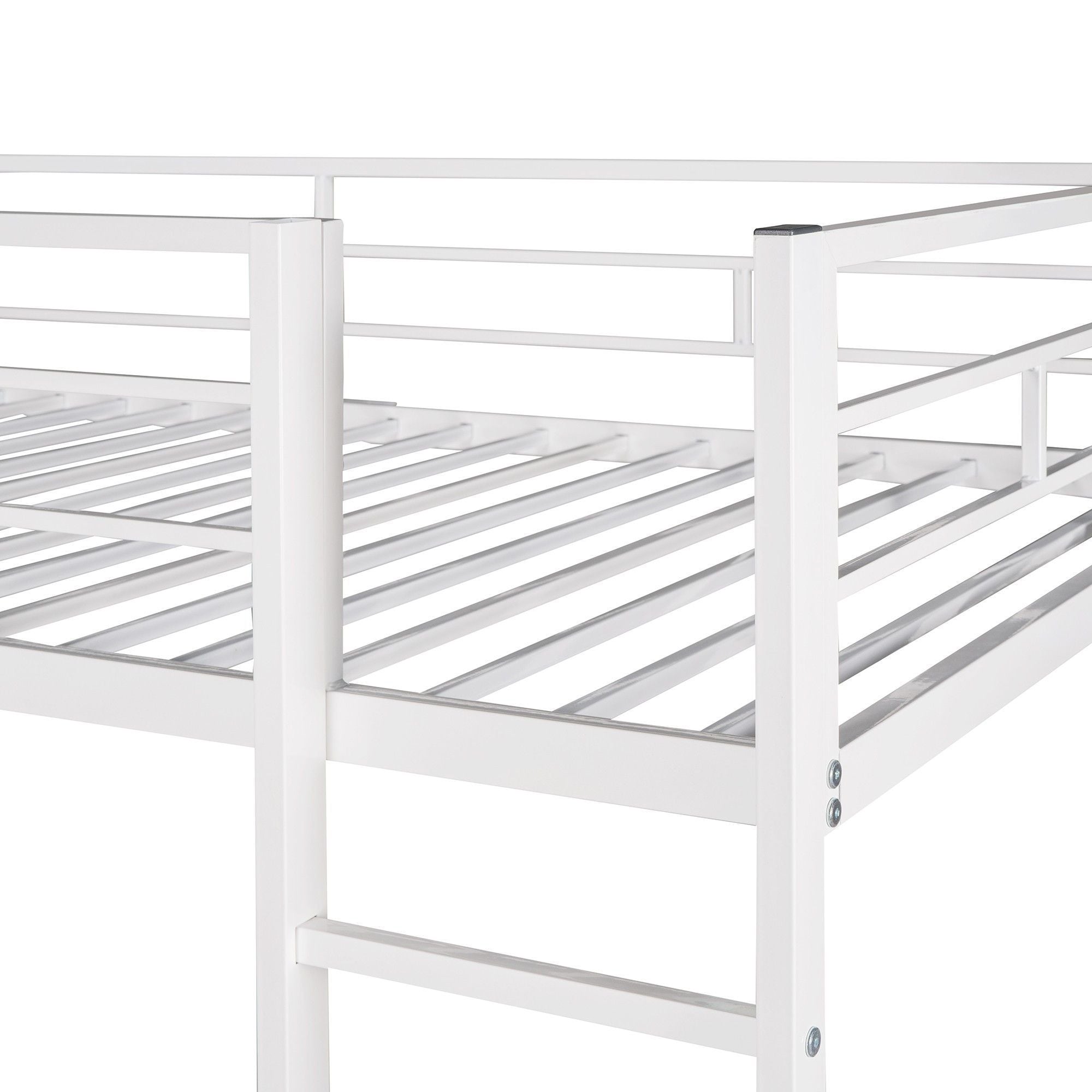 Yiekholo White Twin Study Loft Bed With Desk And Shelves, Metal Frame ...